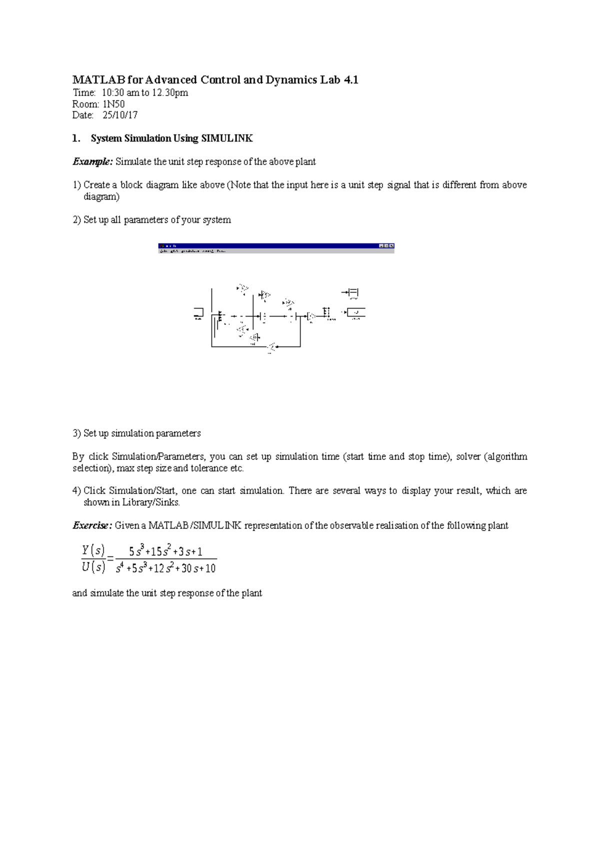 Advanced Control and Dynamics Lab 4.1 - System Simulation Using ...