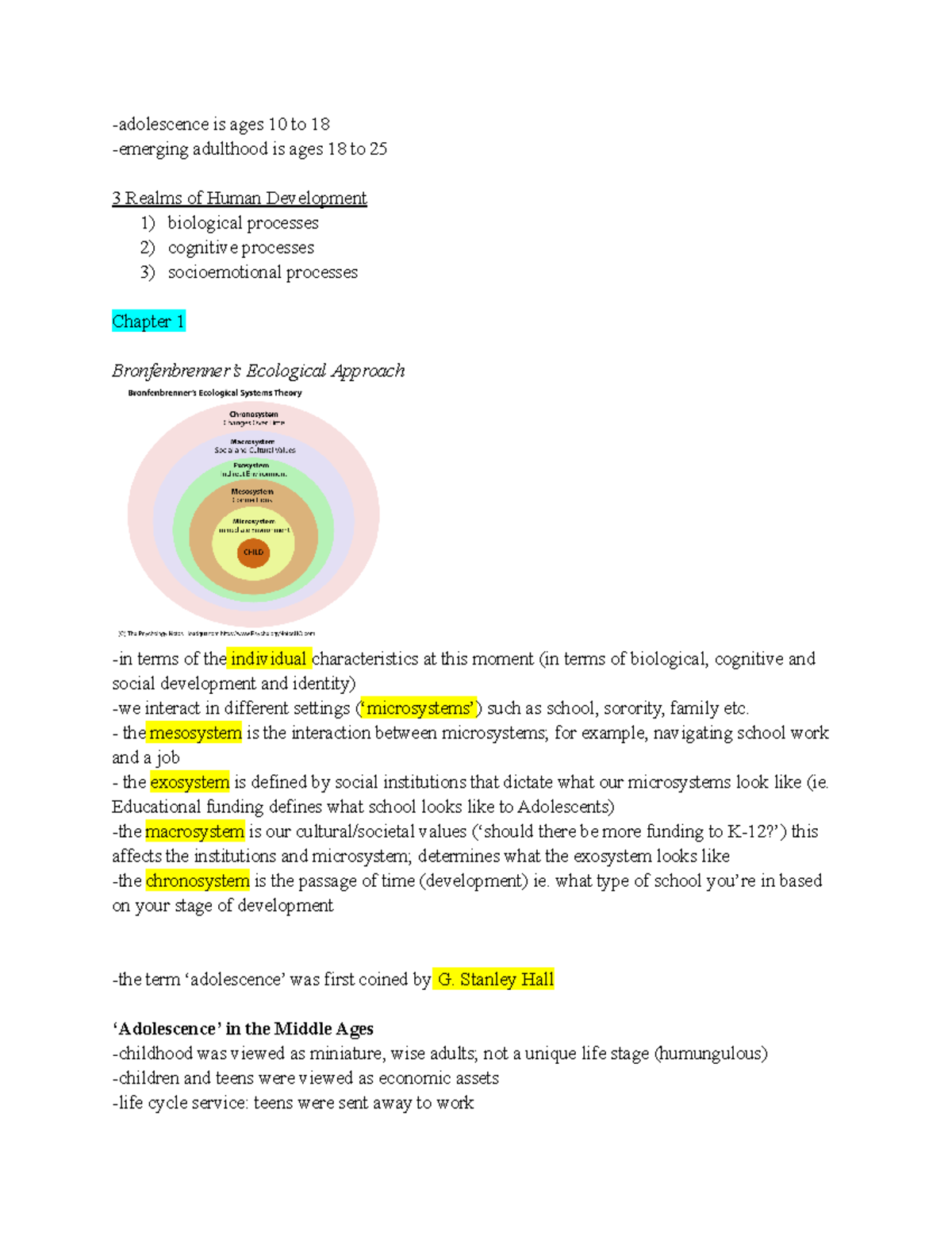 HDFS3700 Chapter 1 Pt. 1 -adolescence is ages 10 to 18 -emerging ...