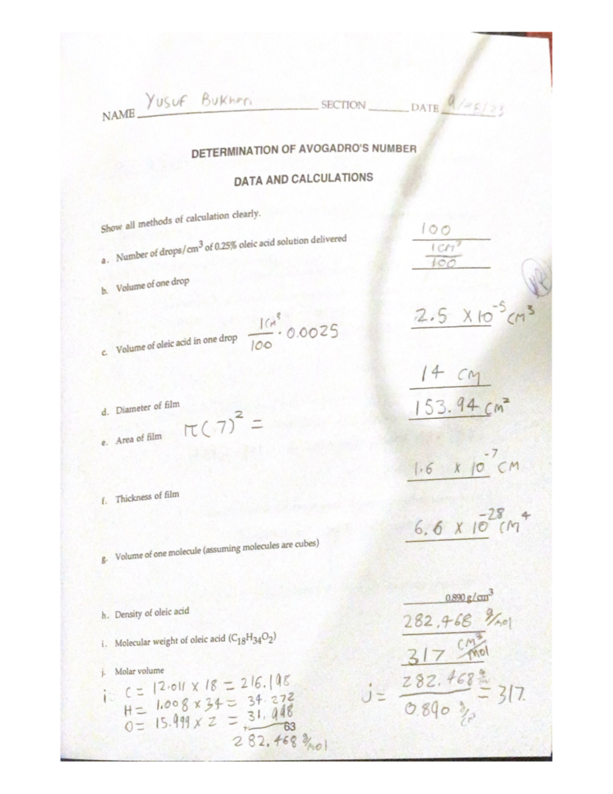 experimental determination of avogadro's number