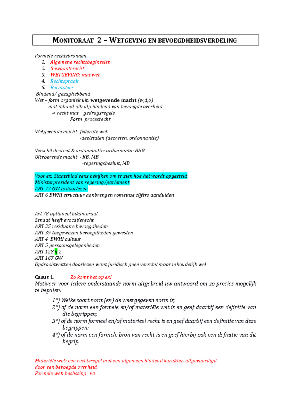 Monitoraat 2 22-23 Wetgeving En Bevoegdheidsverdeling - MONITORAAT 2 ...