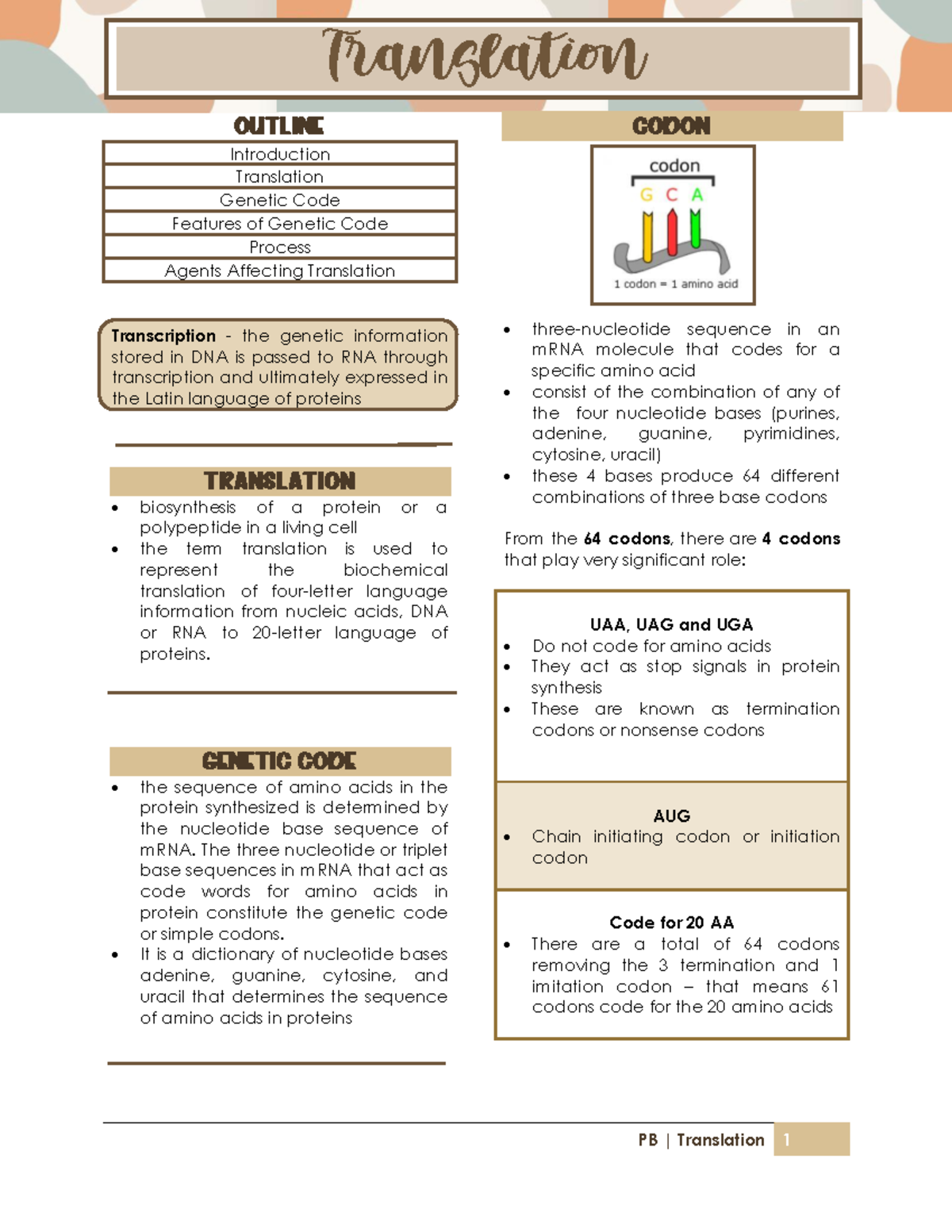 4.7 - Translation - Lecture notes 1-5 - OUTLINE Introduction ...