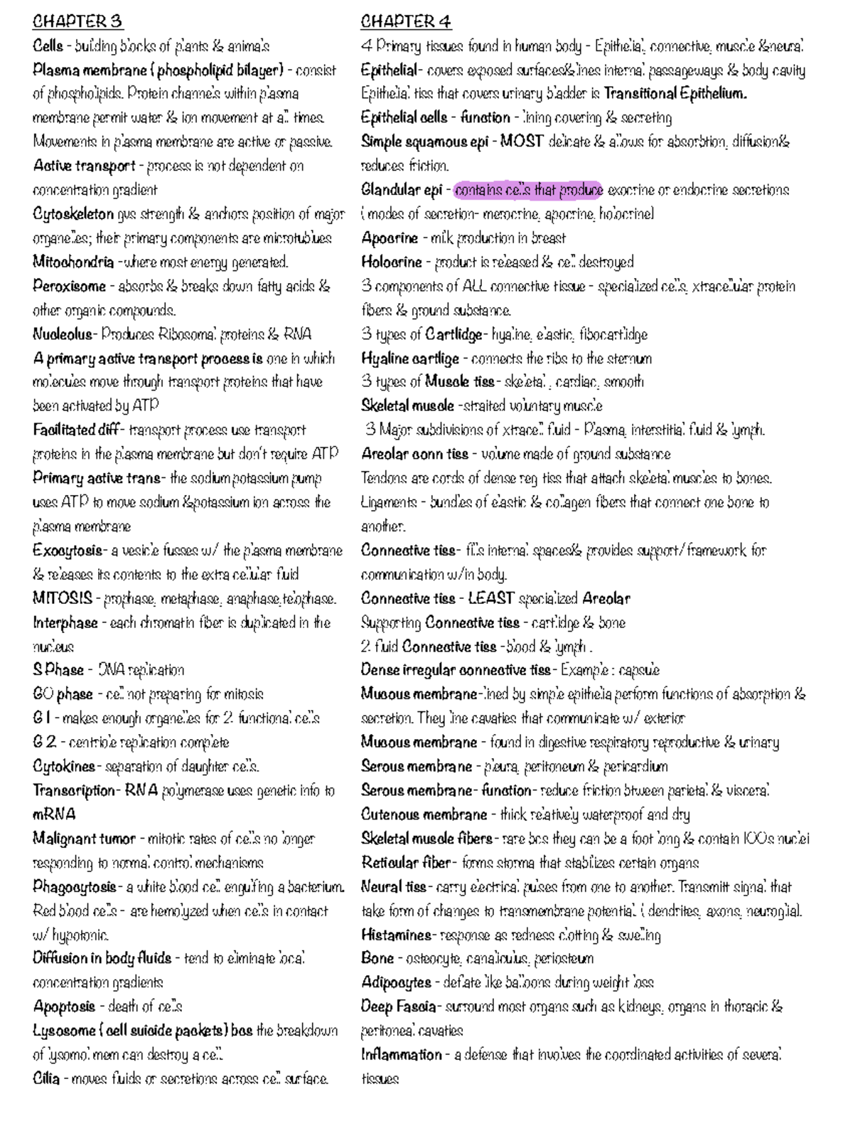 A&p notes - Review exam l - CHAPTER 3 Cells - building blocks of plants ...