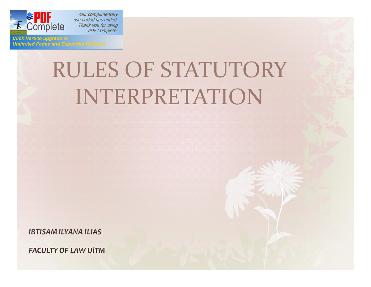 Rules OF Statutory Interpretation PDF - RULES OF STATUTORY ...