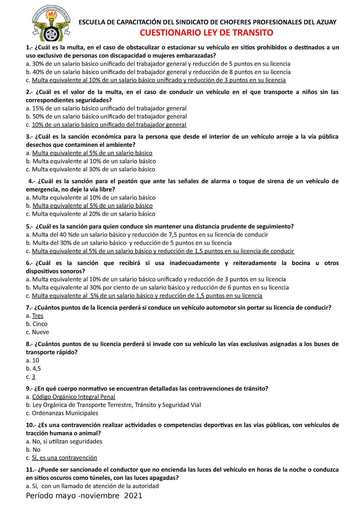 Cuestionario TIPO C 2021-2022 - ESCUELA DE CAPACITACIÓN DEL SINDICATO ...