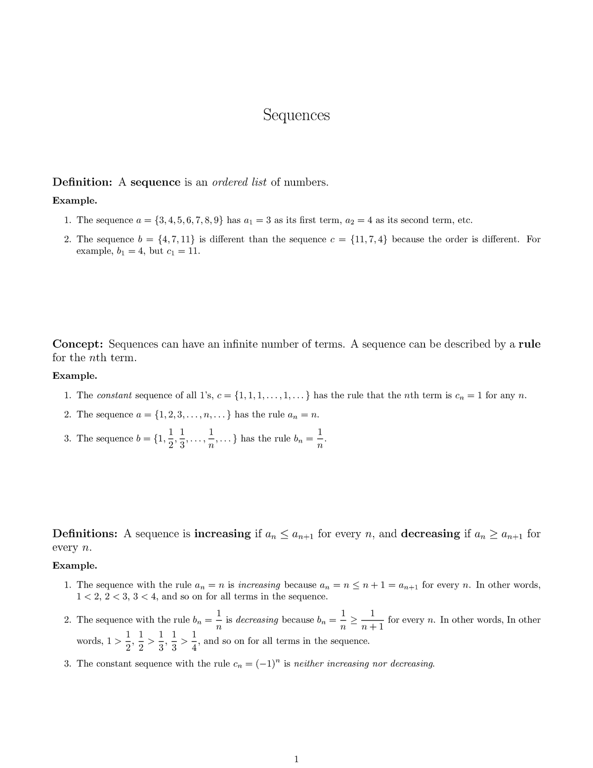 Lesson 8 Sequences Solutions Sequences Definition A Sequence Is An Ordered List Of Numbers Studocu
