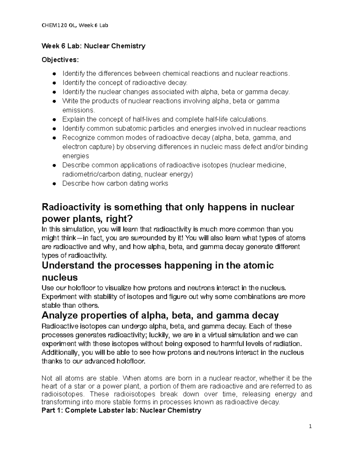 nuclear chemistry essay questions