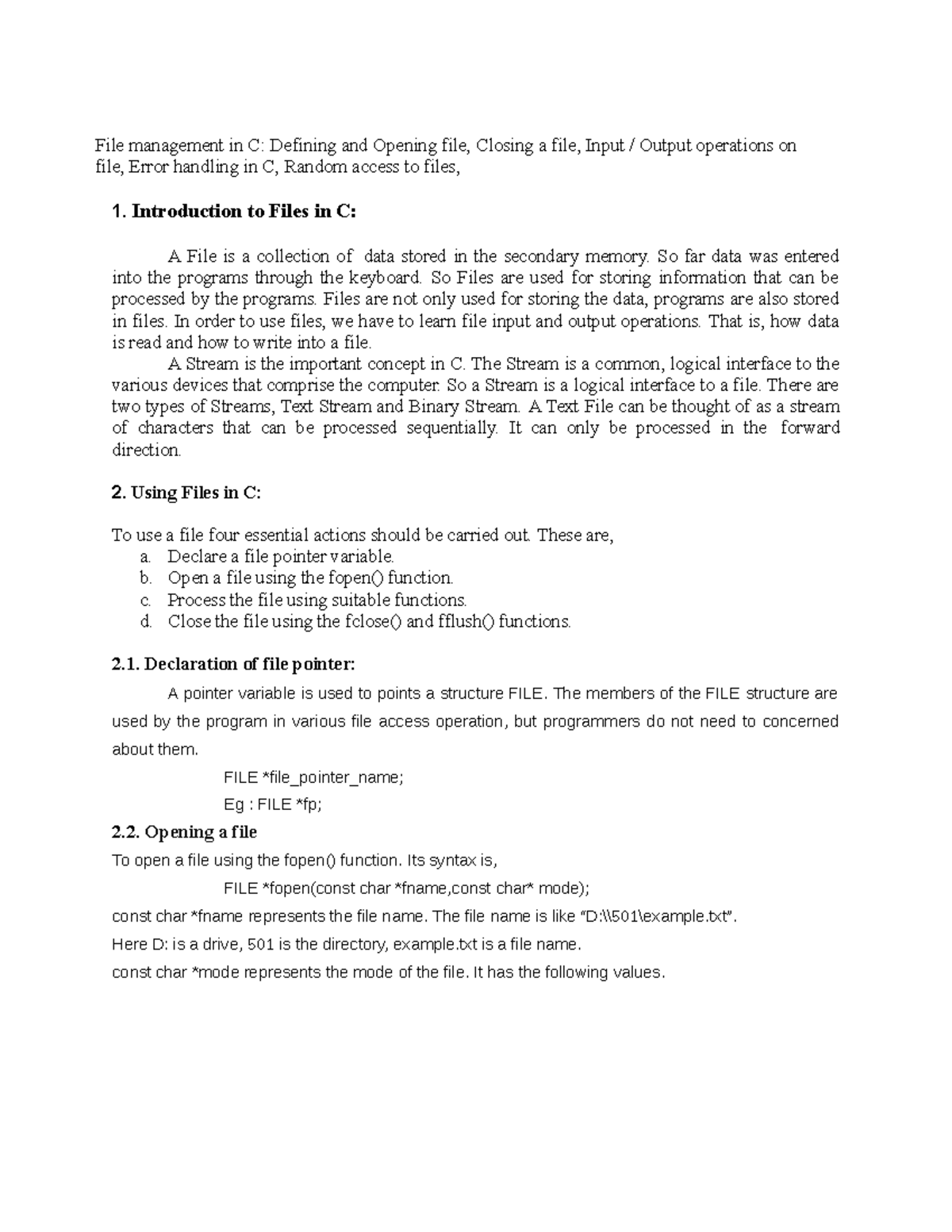 File handling in c useful for fyit students File management in C