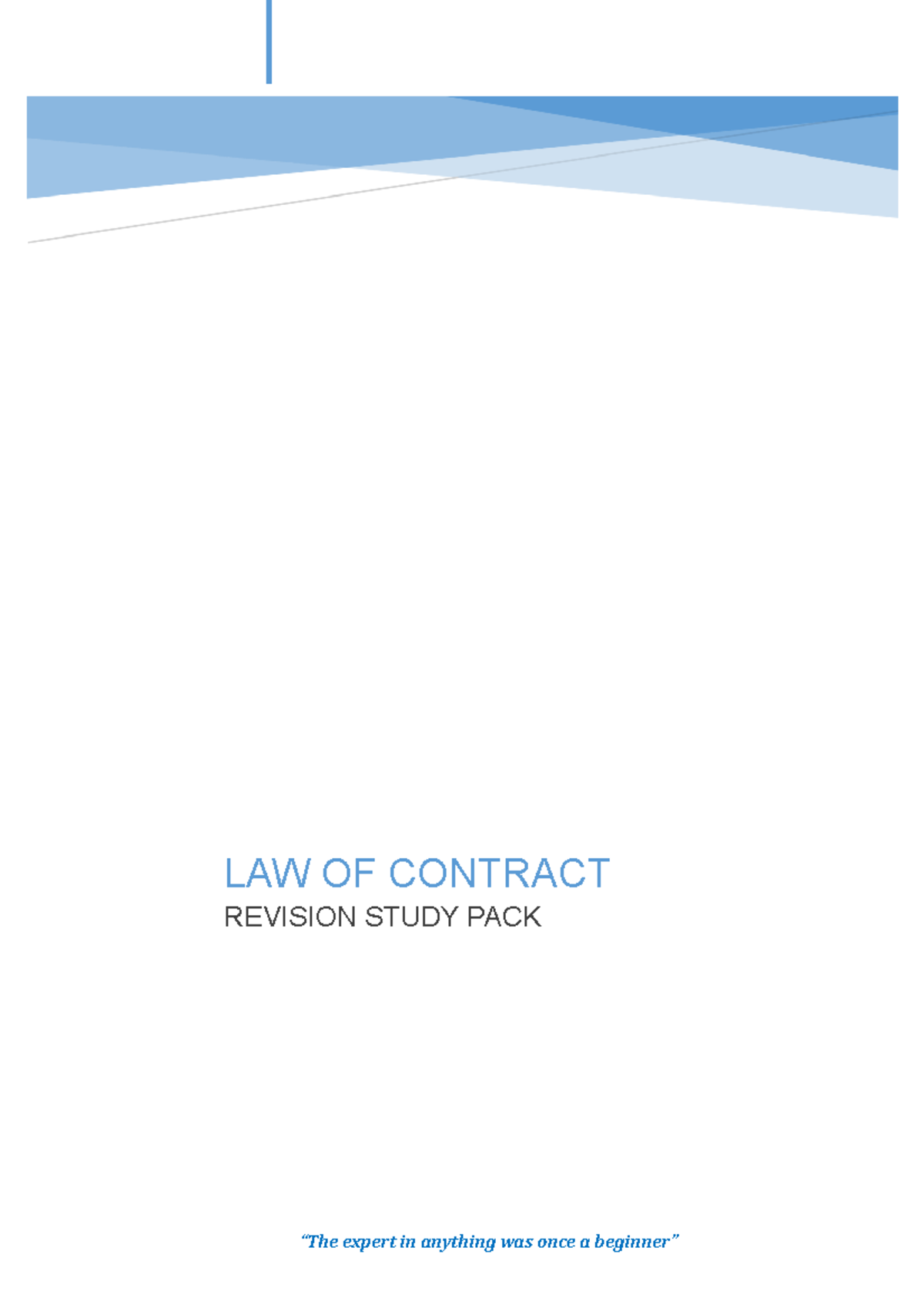 Contracts Answer PACK - Q&A - LAW OF CONTRACT REVISION STUDY PACK ...