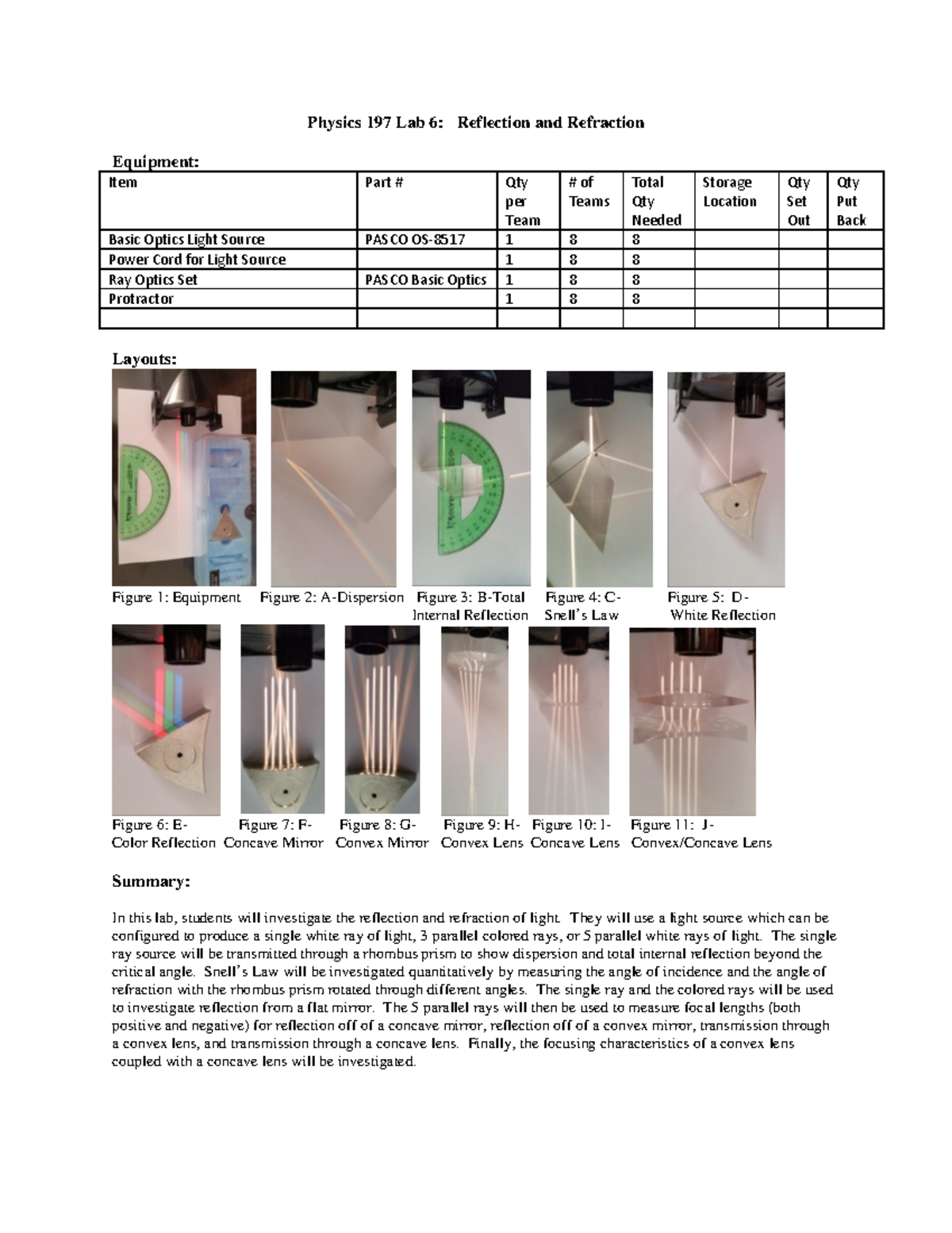 Lab 6 Reflection And Refraction Fall 2017 - Physics 197 Lab 6 ...