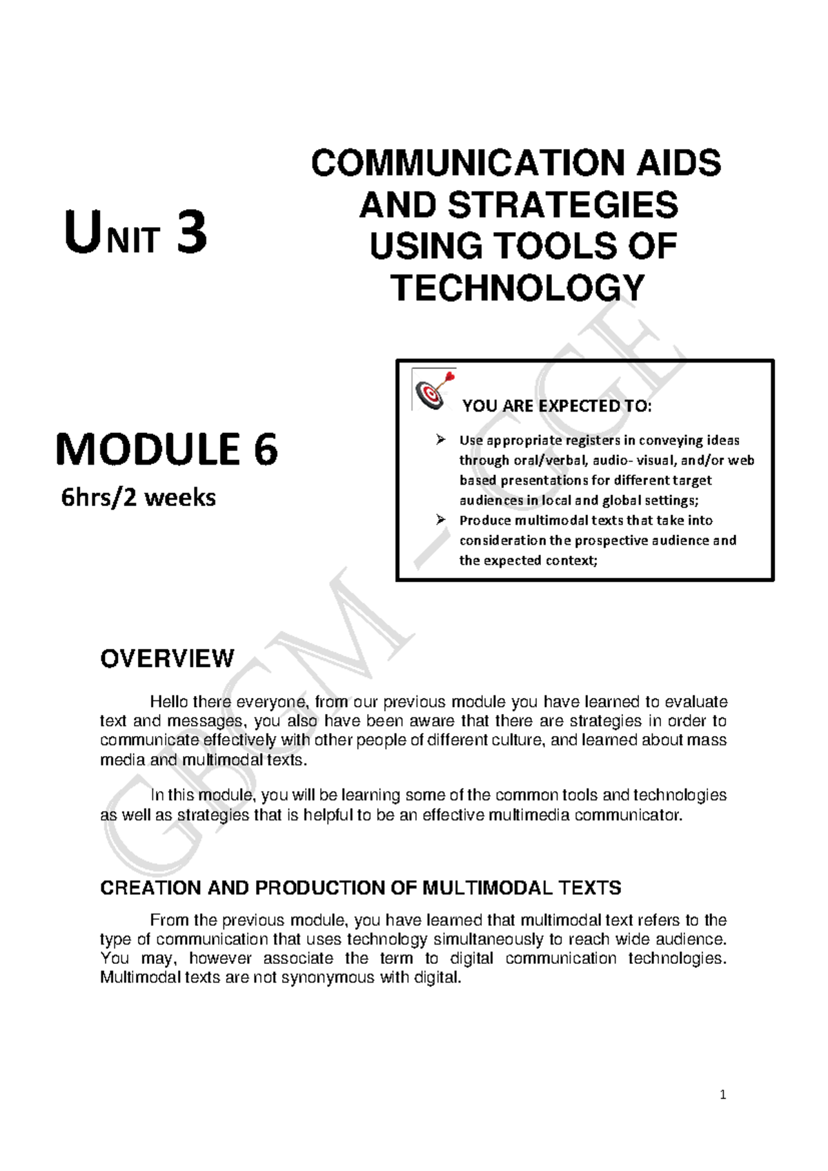 PC-Module-6-g V 083853 - COMMUNICATION AIDS AND STRATEGIES USING TOOLS ...