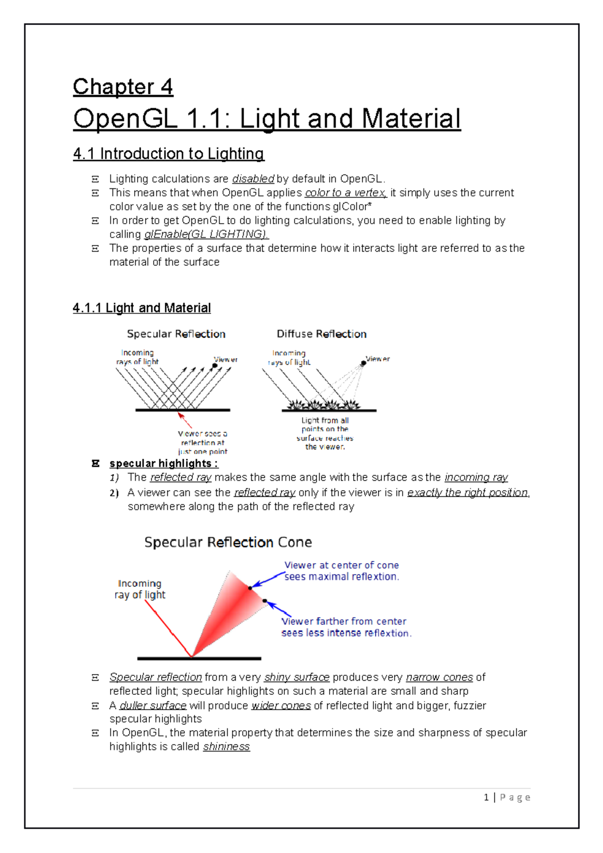 Chapter 4 thrfgggggggg 65yrrrrrr yhjg - Chapter 4 OpenGL 1: Light and ...