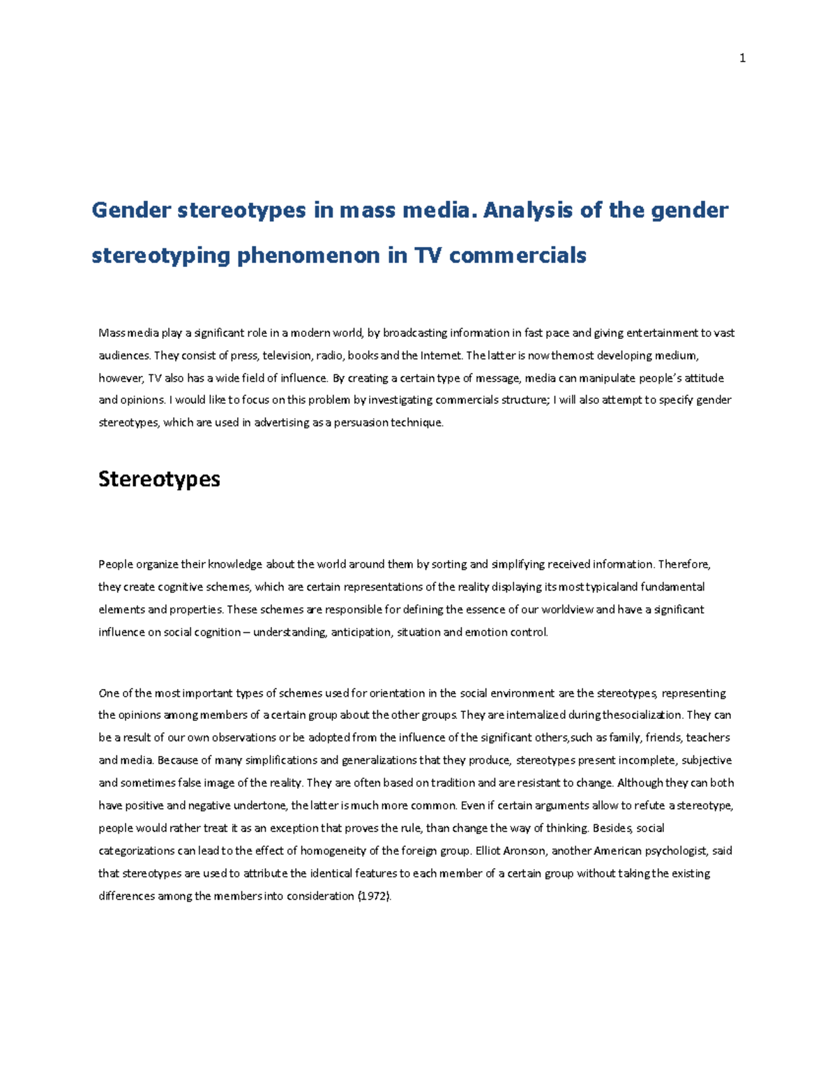 Gender Stereotypes In Mass Media - Analysis Of The Gender Stereotyping ...