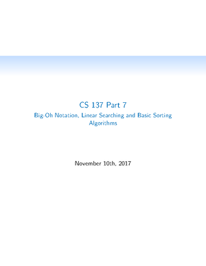 CS137Part1 - none - CS 137 Part 1 Introduction to C Programming ...