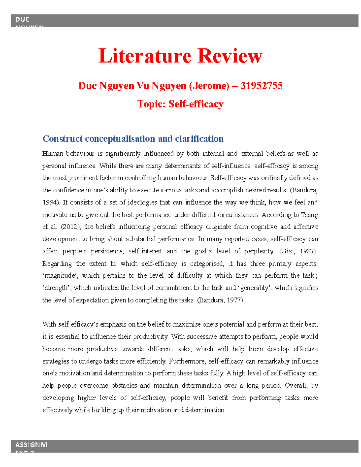 Mgf2111 Literature Review - Literature Review Duc Nguyen Vu Nguyen 