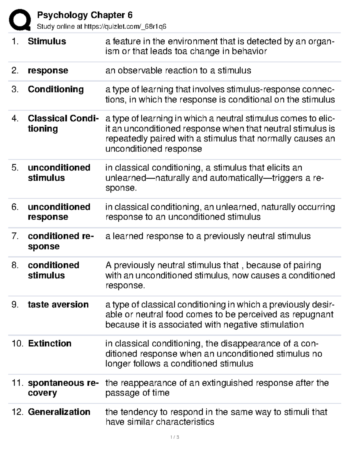 Psychology Chapter 6 - 1 - Psychology Chapter 6 Study online at quizlet ...