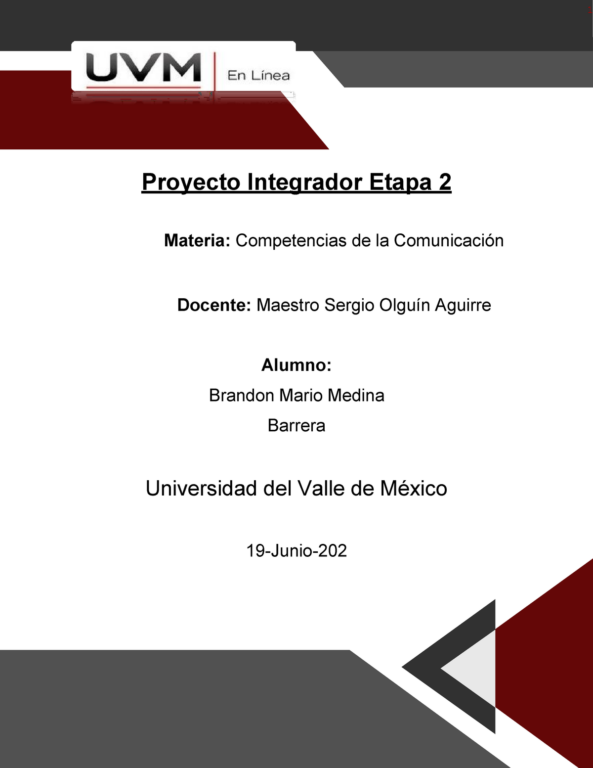 Act - ACTIVIDAD 6 - Proyecto Integrador Etapa 2 Materia: Competencias ...