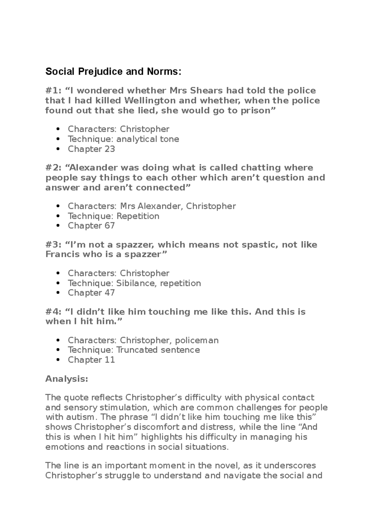 Mod b notes Social Prejudice and Norms 1 “I wondered whether Mrs