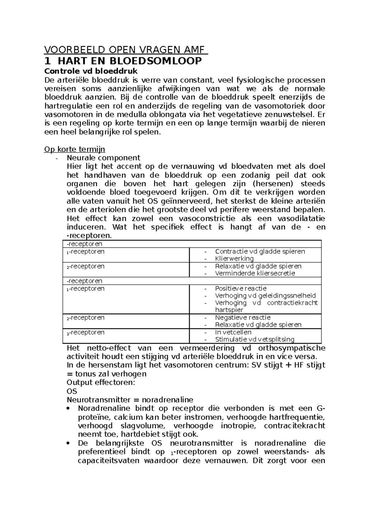 Voorbeeld OPEN Vragen AMF VOORBEELD OPEN VRAGEN AMF 1 HART EN BLOEDSOMLOOP Controle vd Voorbeeld OPEN Vragen AMF VOORBEELD OPEN VRAGEN AMF 1 HART EN BLOEDSOMLOOP Controle vd