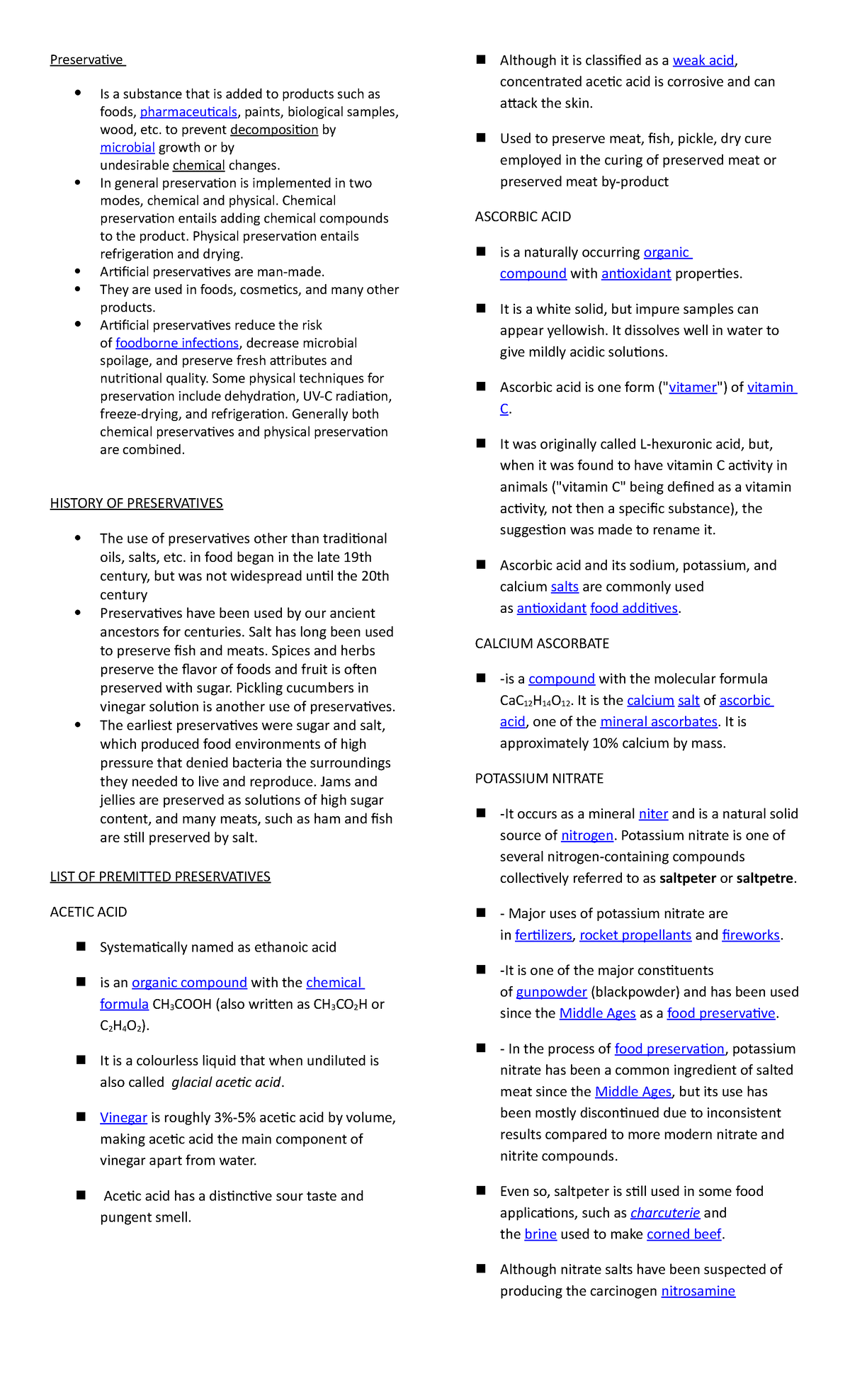 Acetic ACID written lecture notes chemistry (science) - Preservative Is ...