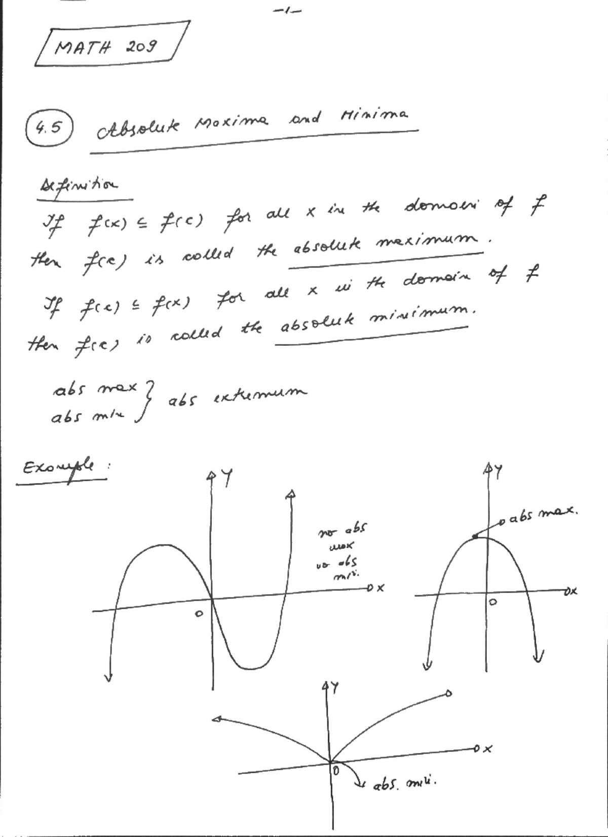 Section 4.5 Absolute Maxima and Minima - Bsc Mathematics - Studocu