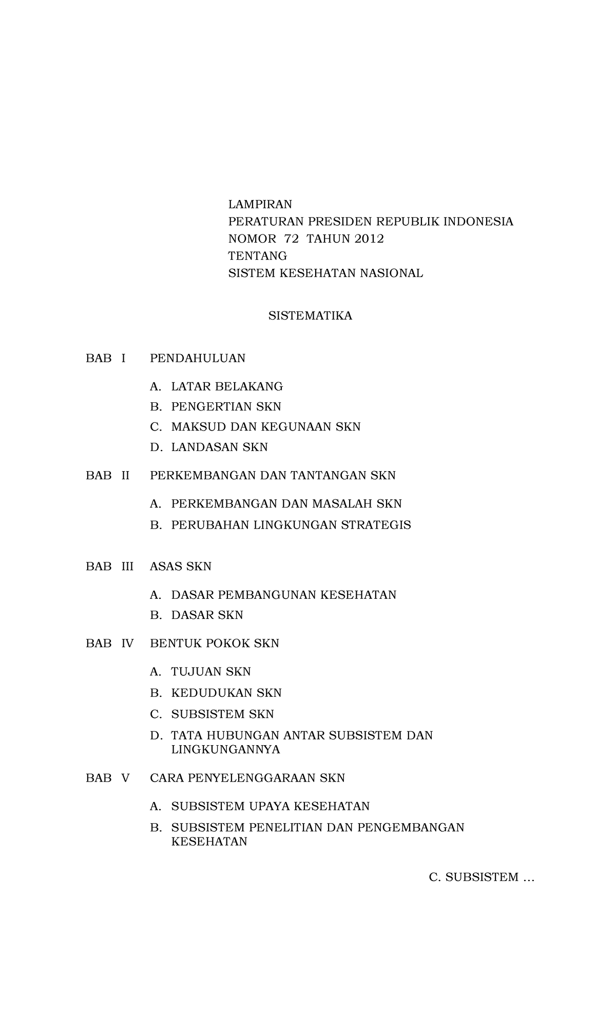 Peraturan Presiden No 72 Tahun 2012 Lamp - LAMPIRAN PERATURAN PRESIDEN ...