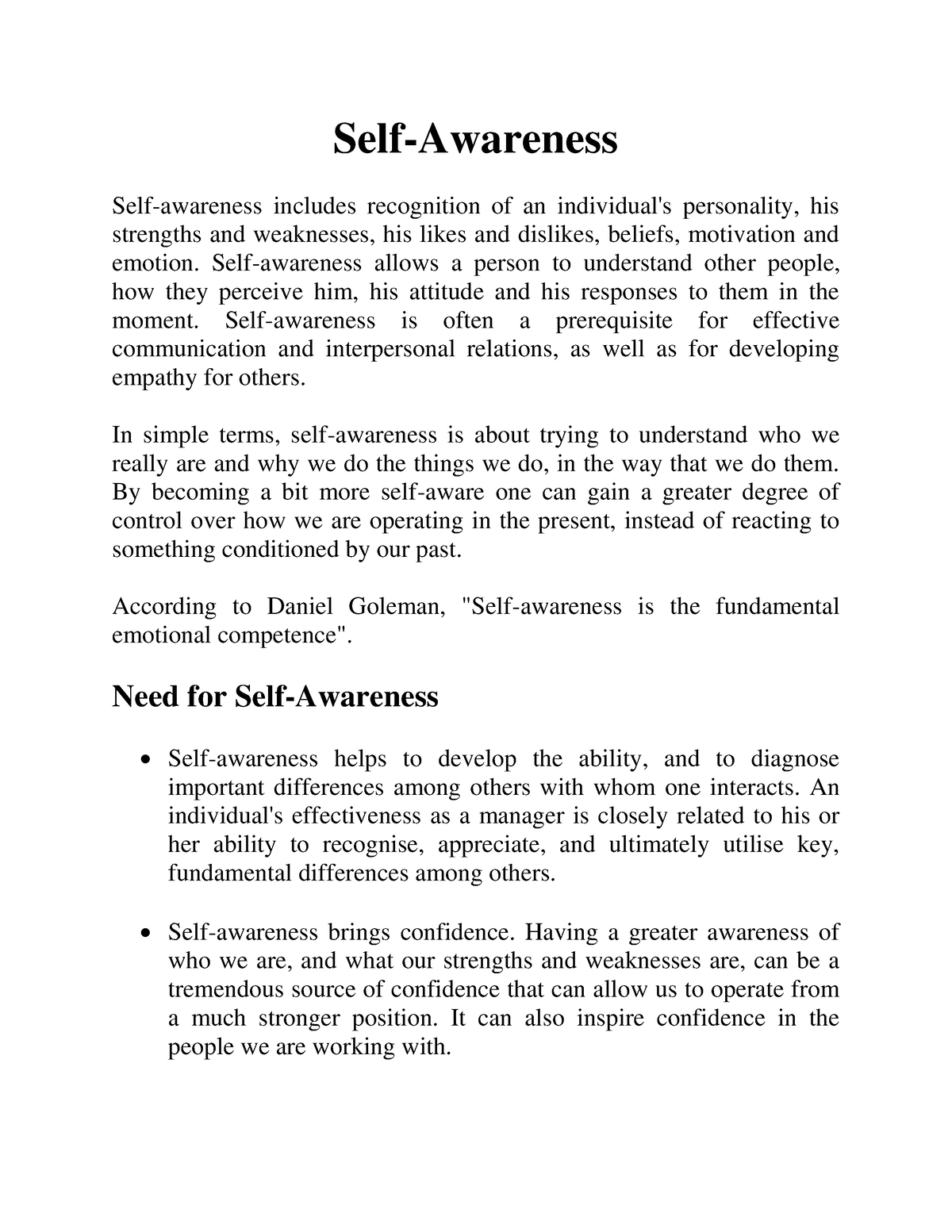 lifeskill-mod-2-part-1-self-awareness-definition-need-for-self