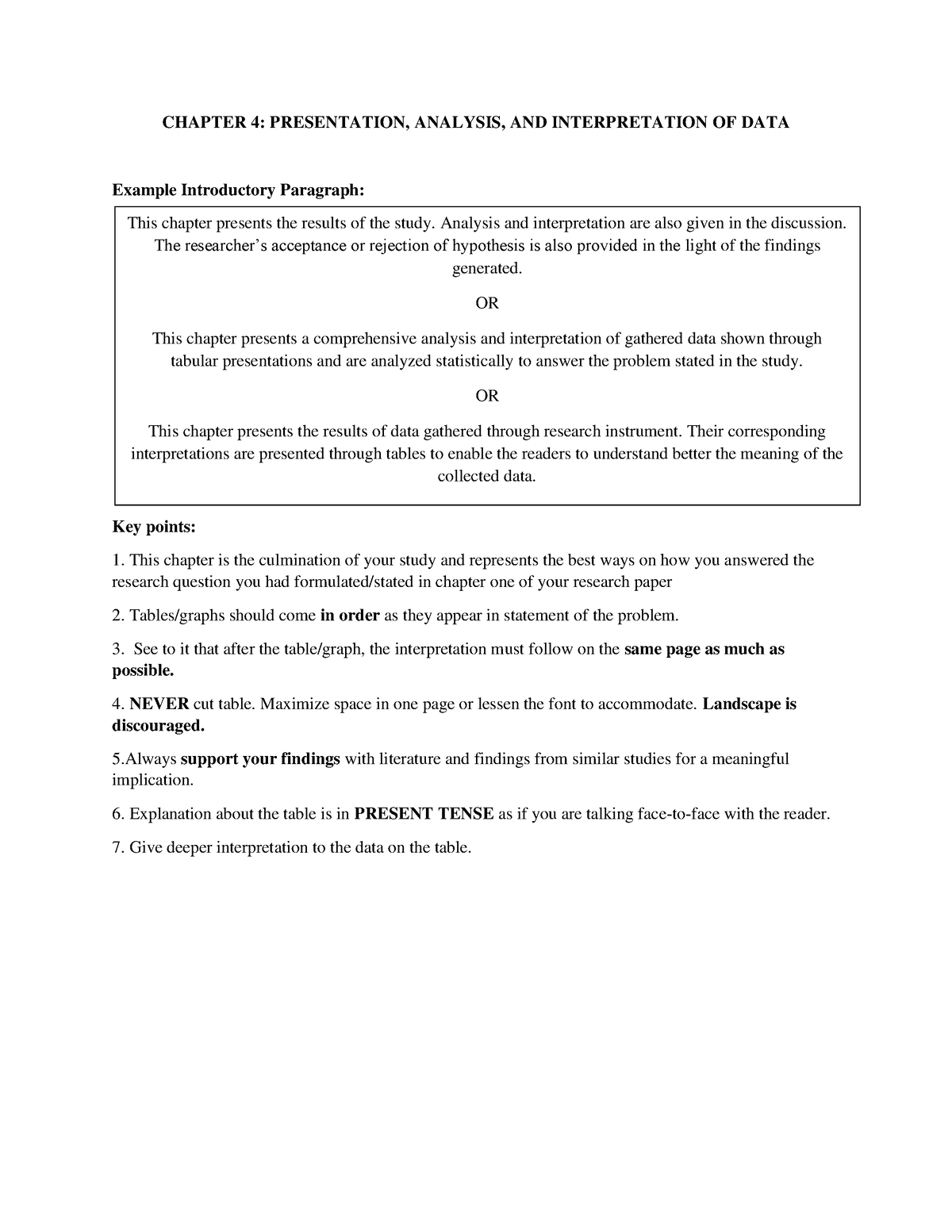 what is chapter 4 presentation analysis and interpretation of data