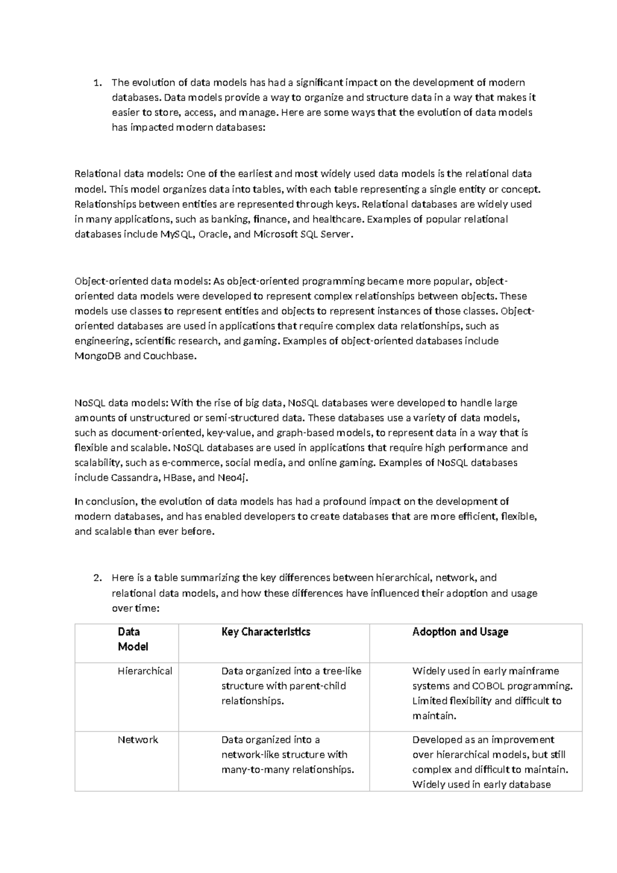 The evolution of data models - Data models provide a way to organize ...