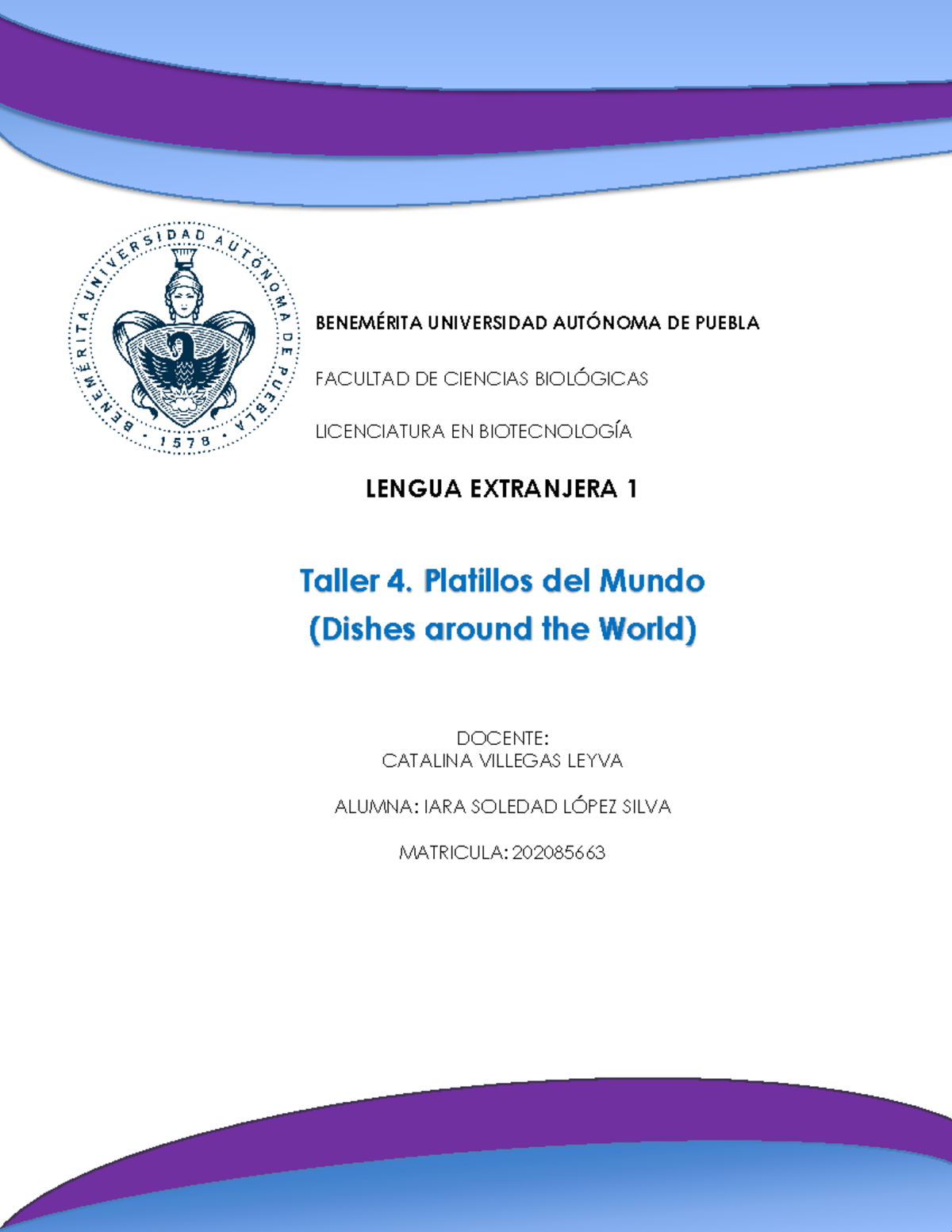 Taller 4. Dishes around the world - BENEM.. UNIVERSIDAD AUT”NOMA DE ...