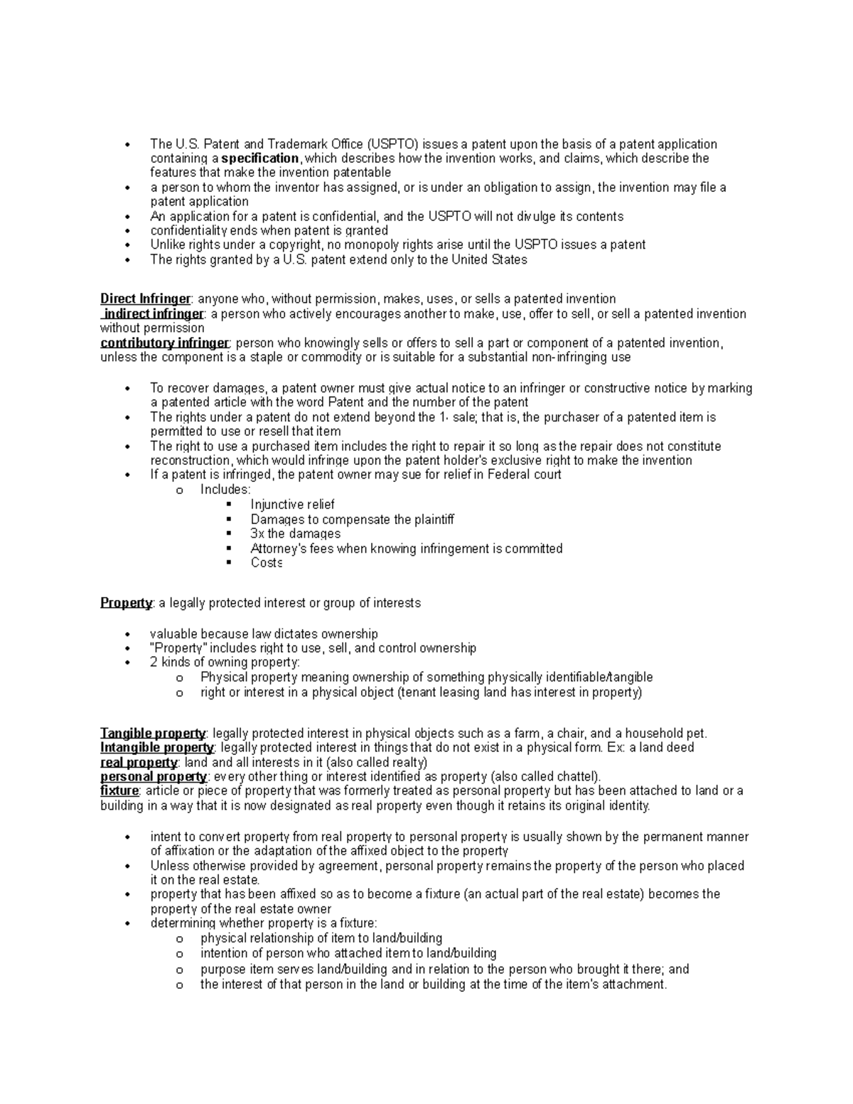 Business law 8 - The U. Patent and Trademark Office (USPTO) issues a ...