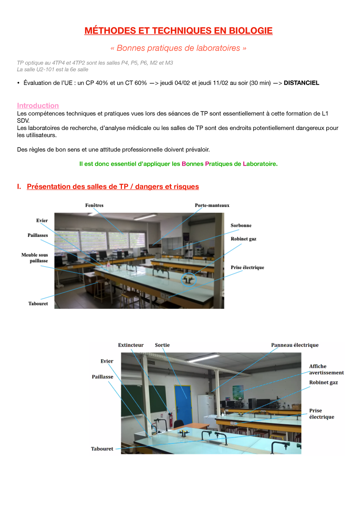 CM 1 - Bonnes Pratiques De Laboratoires - MÉTHODES ET TECHNIQUES EN ...