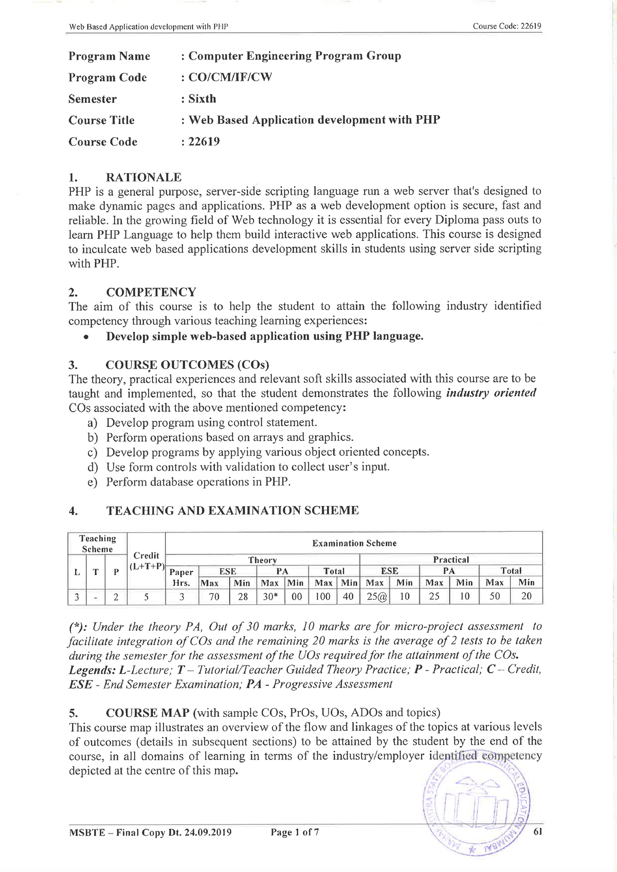 22619 - Web Based Application Development With PHP-syllabus - Computer ...