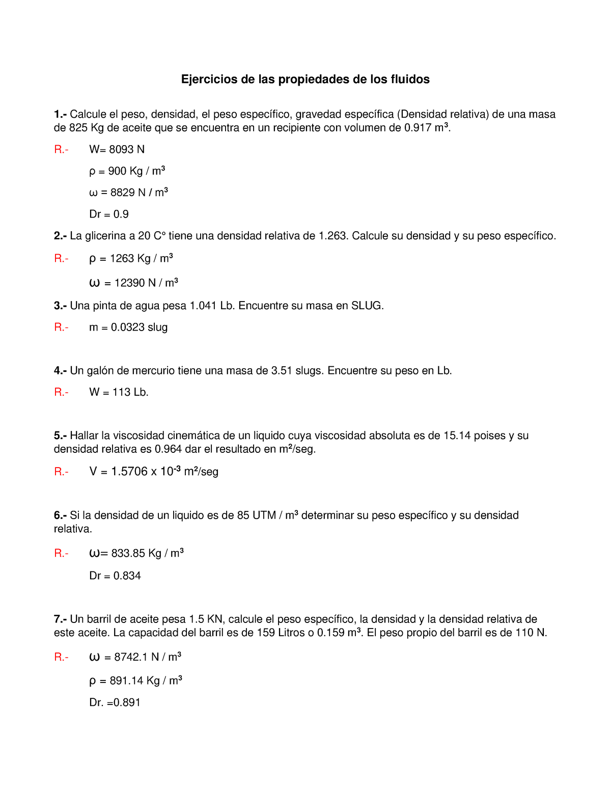 T10 Ejercicios Tarea - Ejercicios De Las Propiedades De Los Fluidos 1 ...