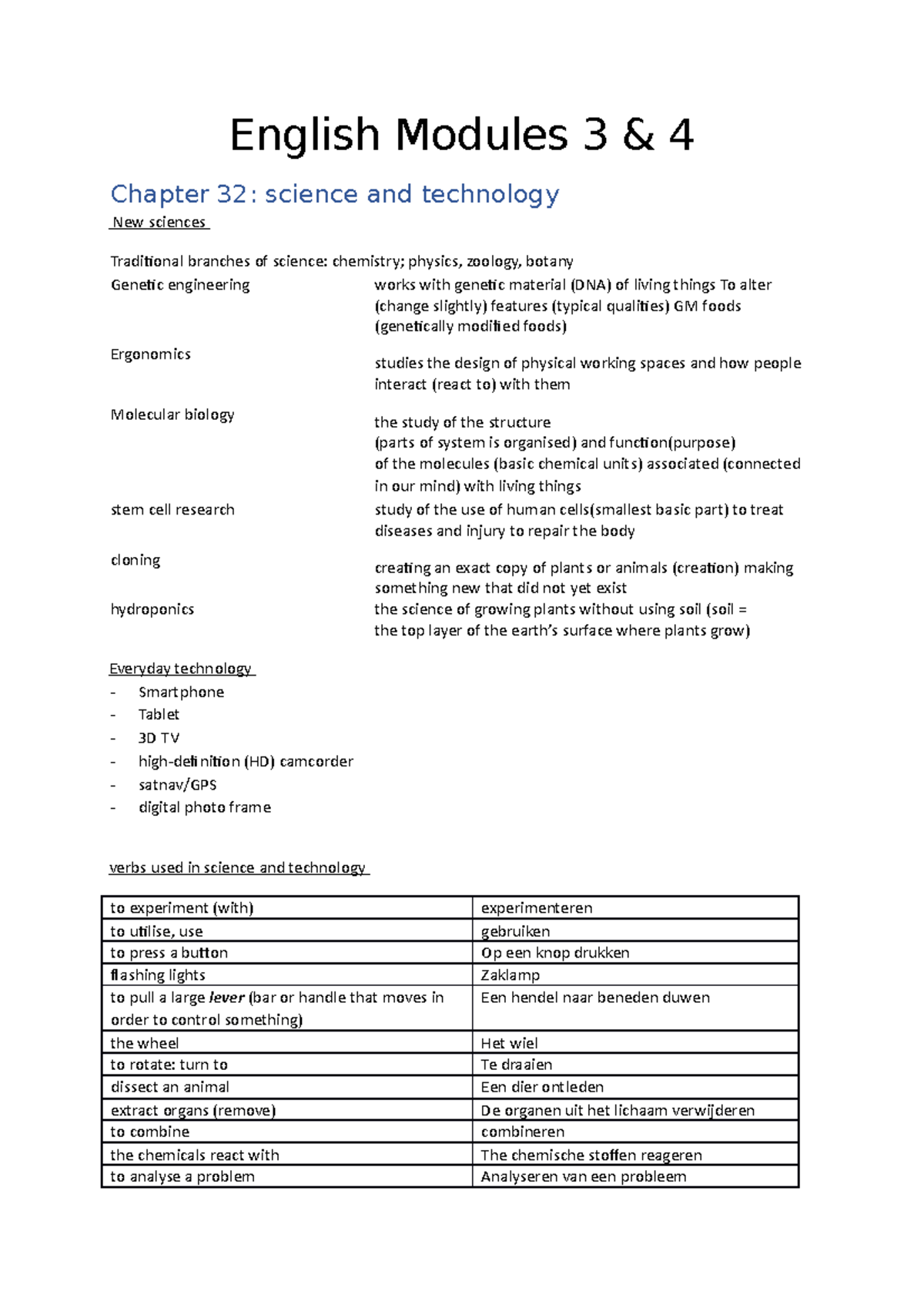 Summary English M3&4 - English Modules 3 4 Chapter 32: science and ...