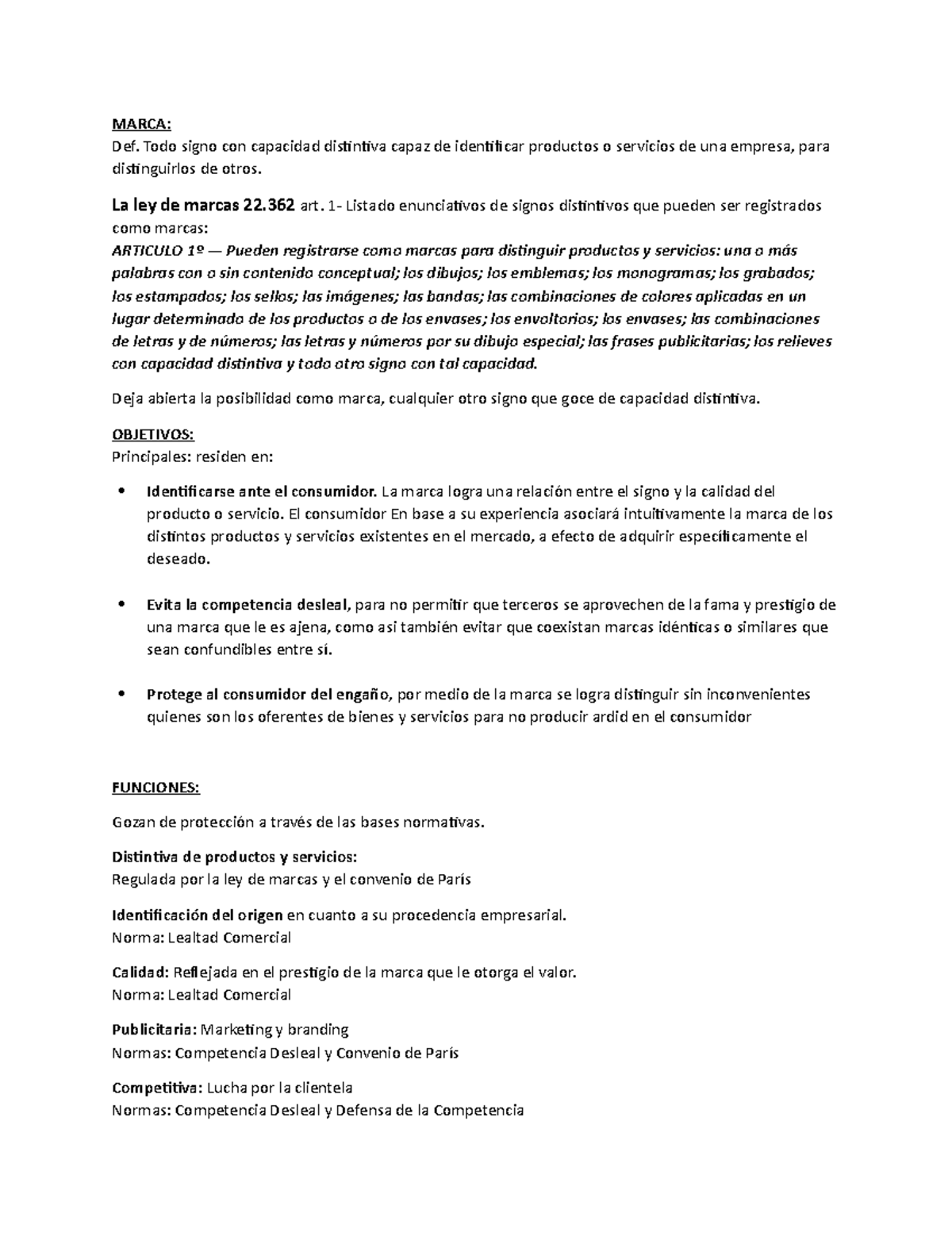 Clase Derecho de Marcas - UVA 4 - MARCA: Def. Todo signo con capacidad ...