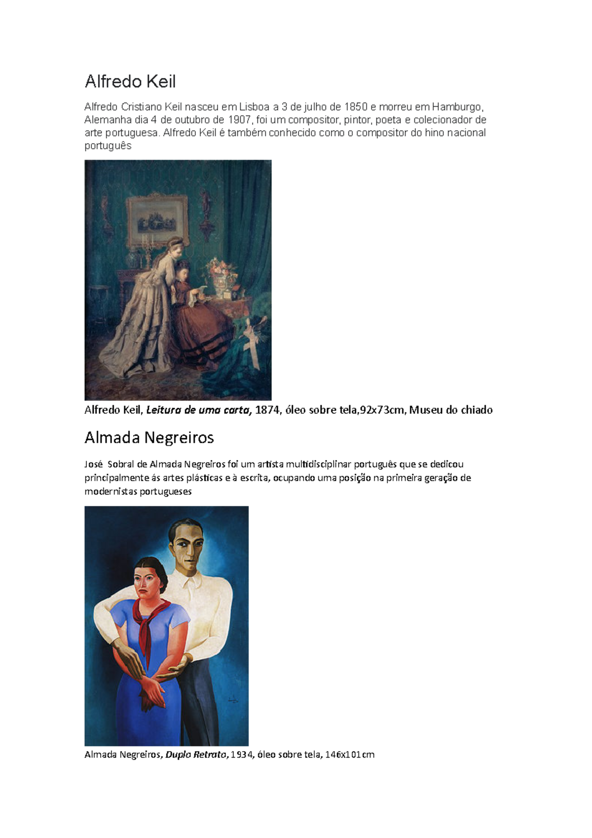 Trabalho EV sobre pintores portugueses da antiguidade Alfredo Keil