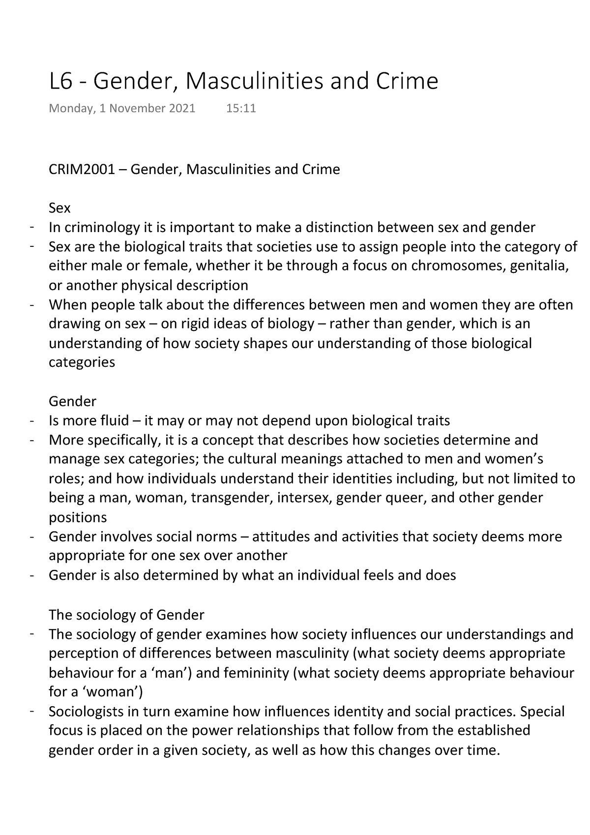 L6 Gender Masculinities And Crime Crim2001 Gender Masculinities And Crime Sex In 5615