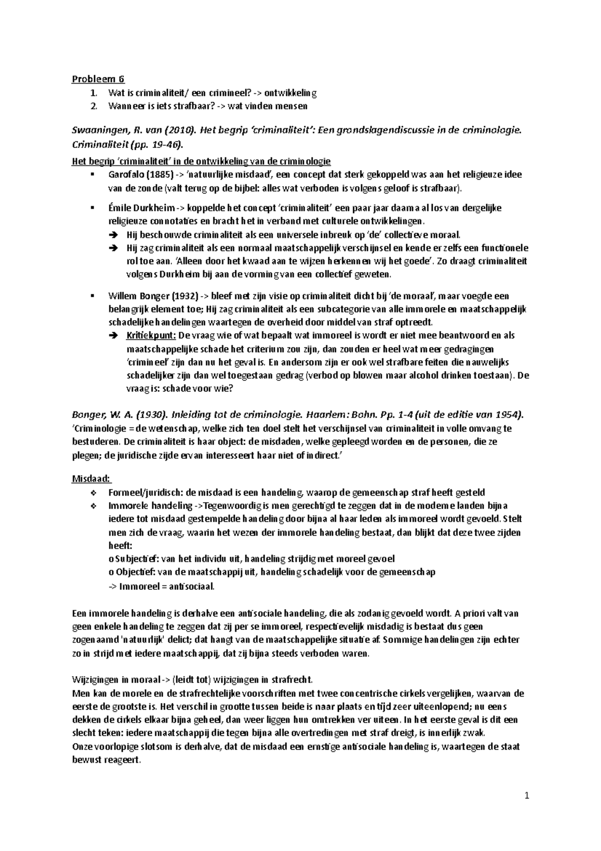 Probleem 6 - Grondslagen Van De Criminologie - Probleem 6 1. 2. Wat Is ...