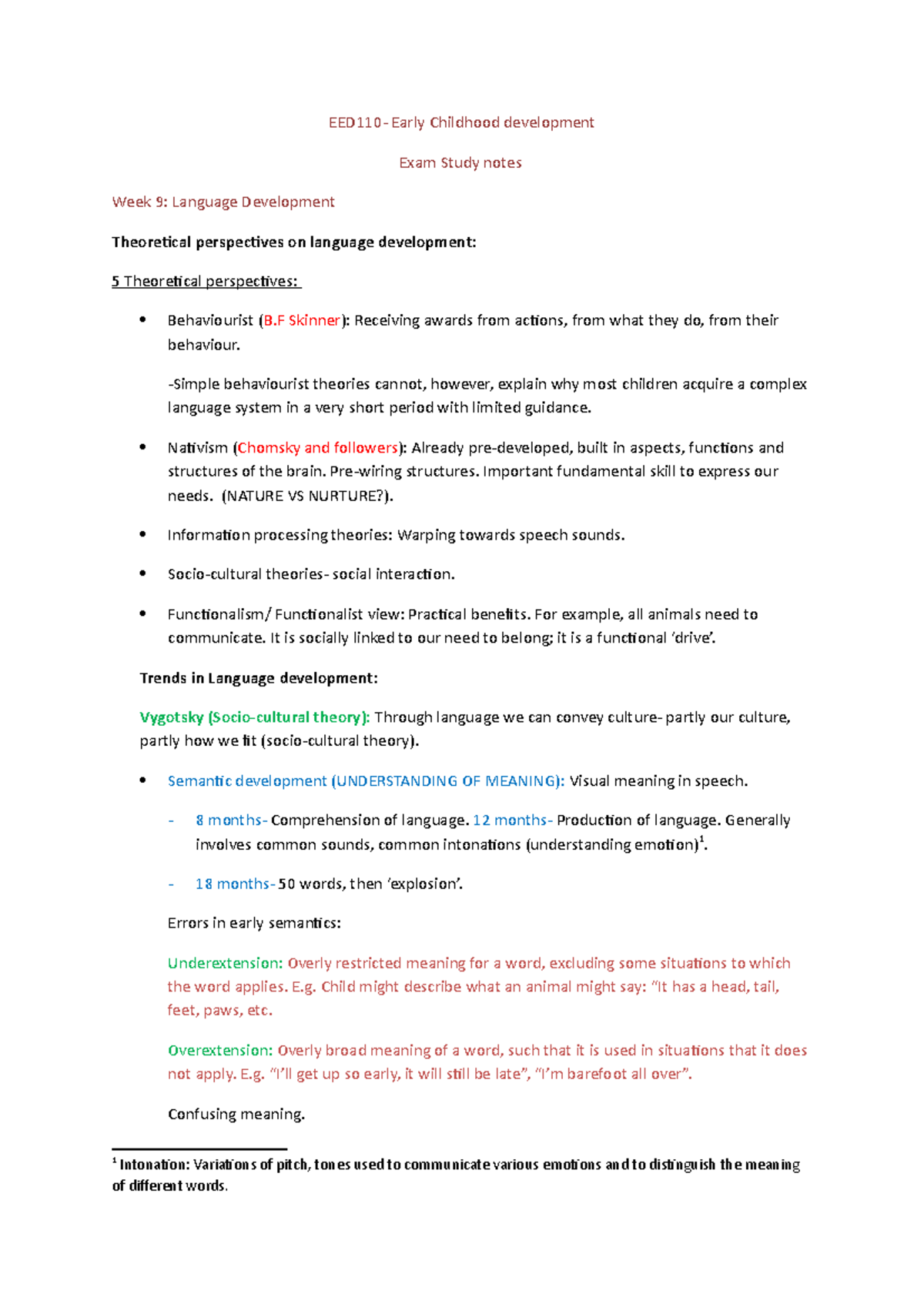 EED110 Study notes Week 9 Language Development - EED110- Early ...