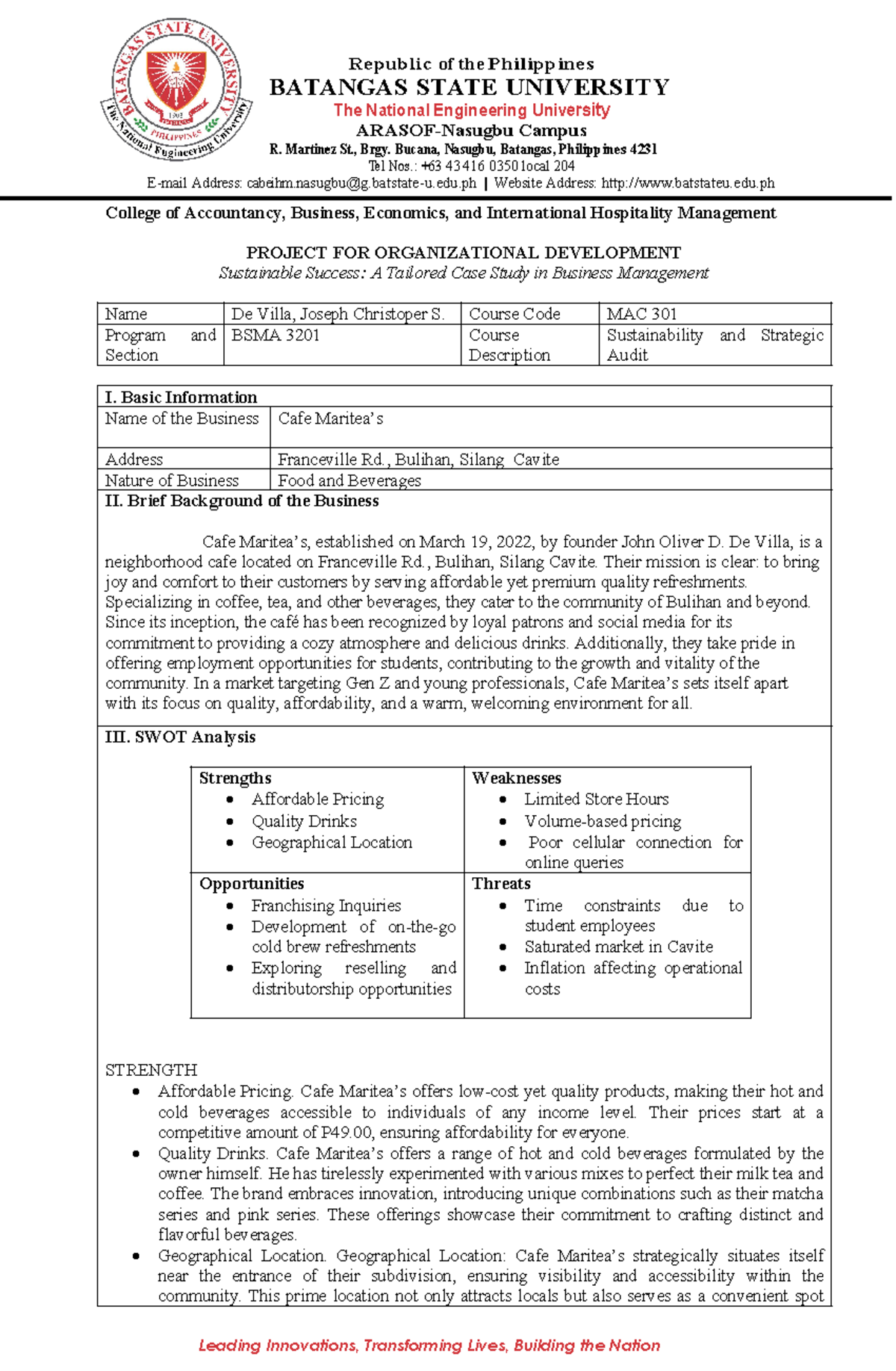 3 - Case study - BATANGAS STATE UNIVERSITY The National Engineering ...