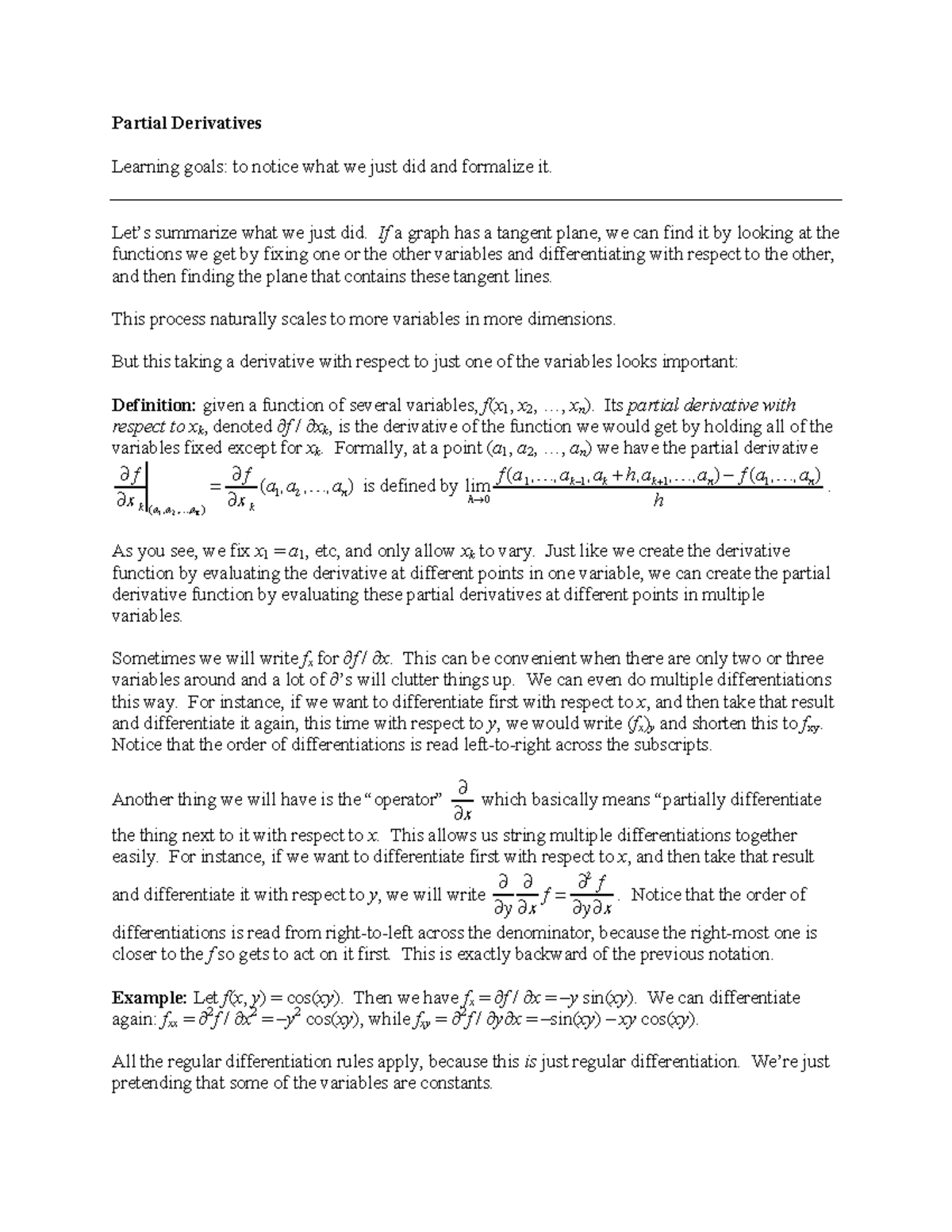 research paper on partial derivatives