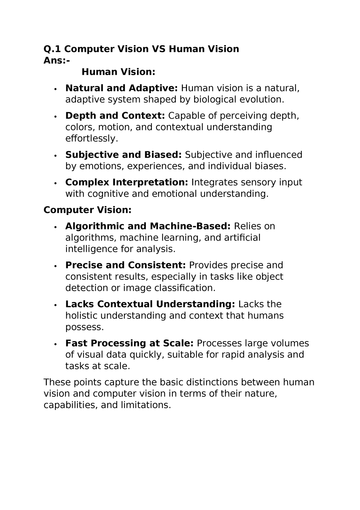 MV KT 23 Q Computer Vision VS Human Vision Ans Human Vision
