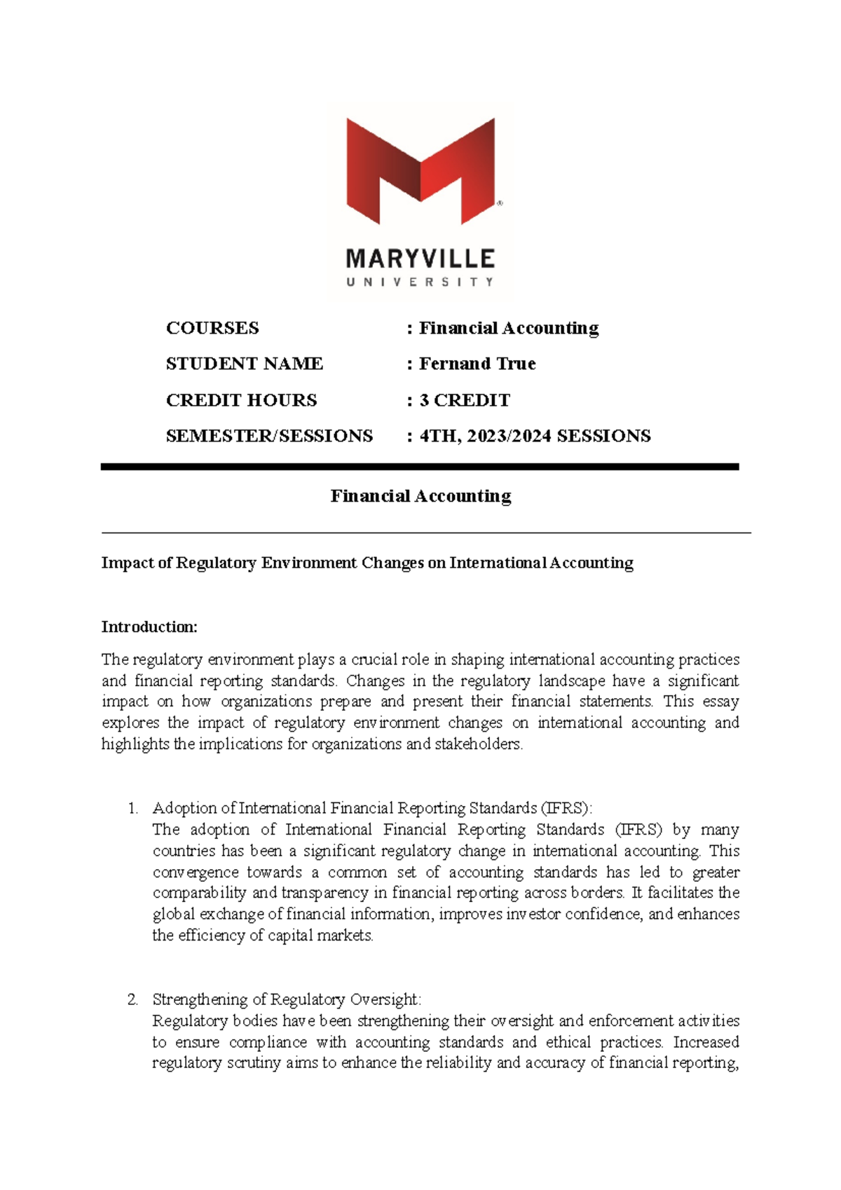 Impact of Regulatory Environment Changes on International Accounting ...