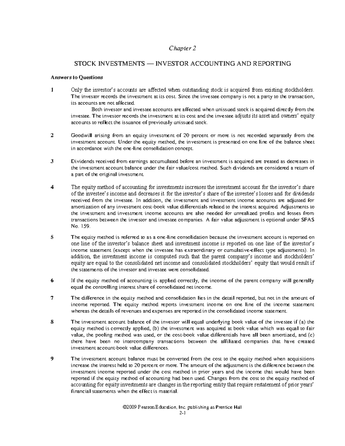 Solution Manual Advanced Accounting 10e by Beams Ch02 - Chapter 2 STOCK ...