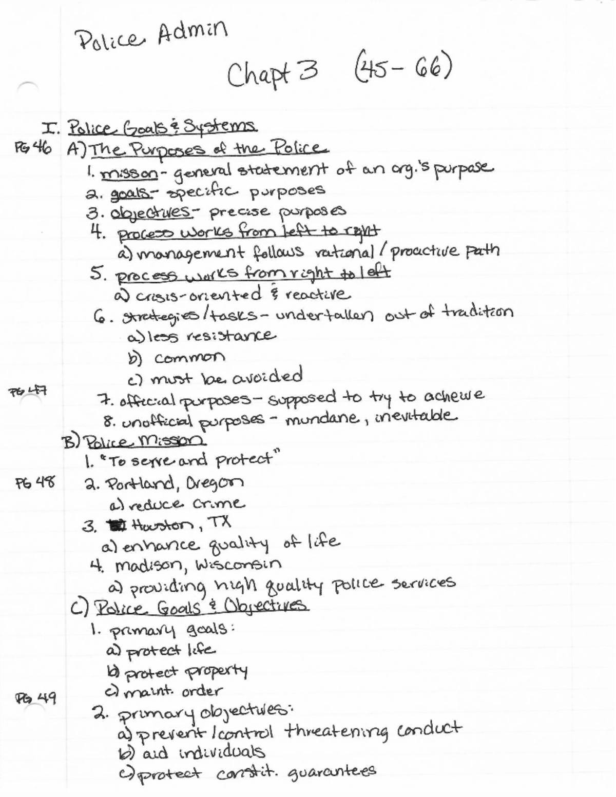 Police Admin Chapter 3 - Lecture notes chapt 3 - dies cals 22 Fe 4 A ...