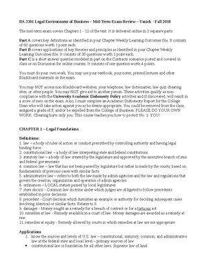 Midterm Part A - Notes summary from the book - CHAPTER 1 – Legal ...