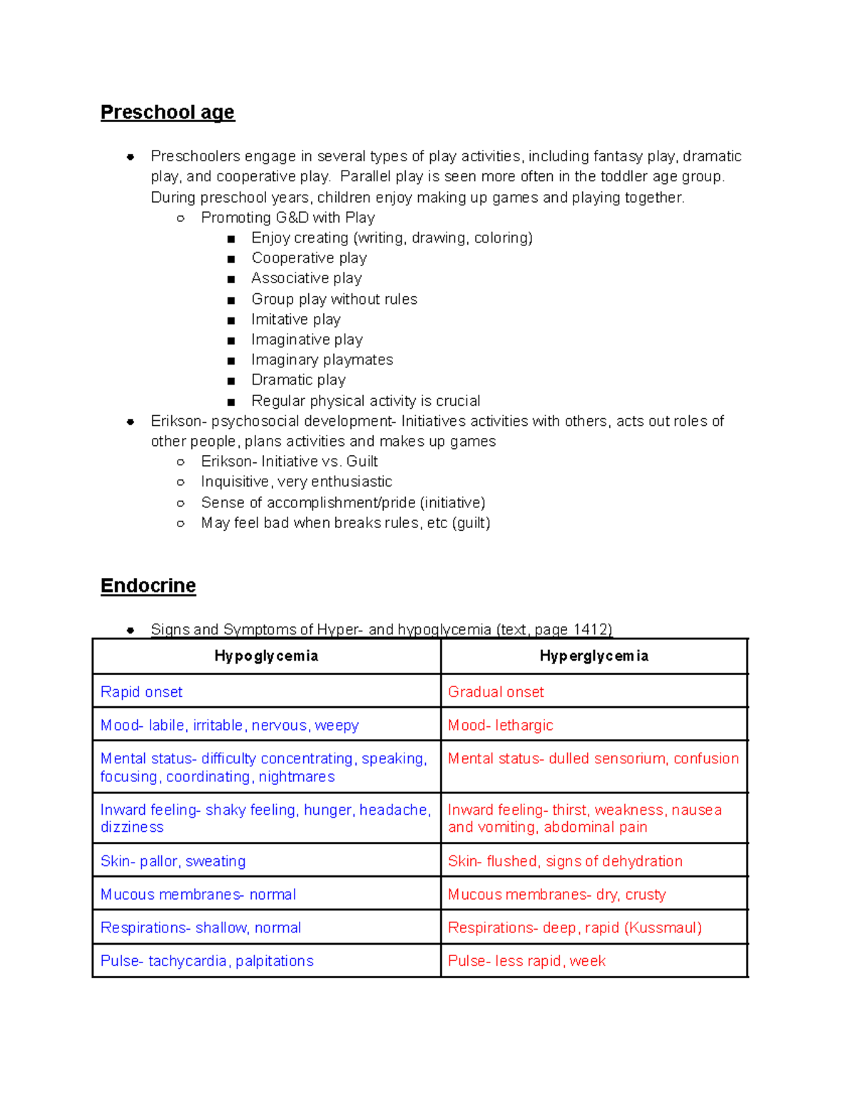 Peds Exam 3 Study Guide - Content Remediation - Preschool Age ...