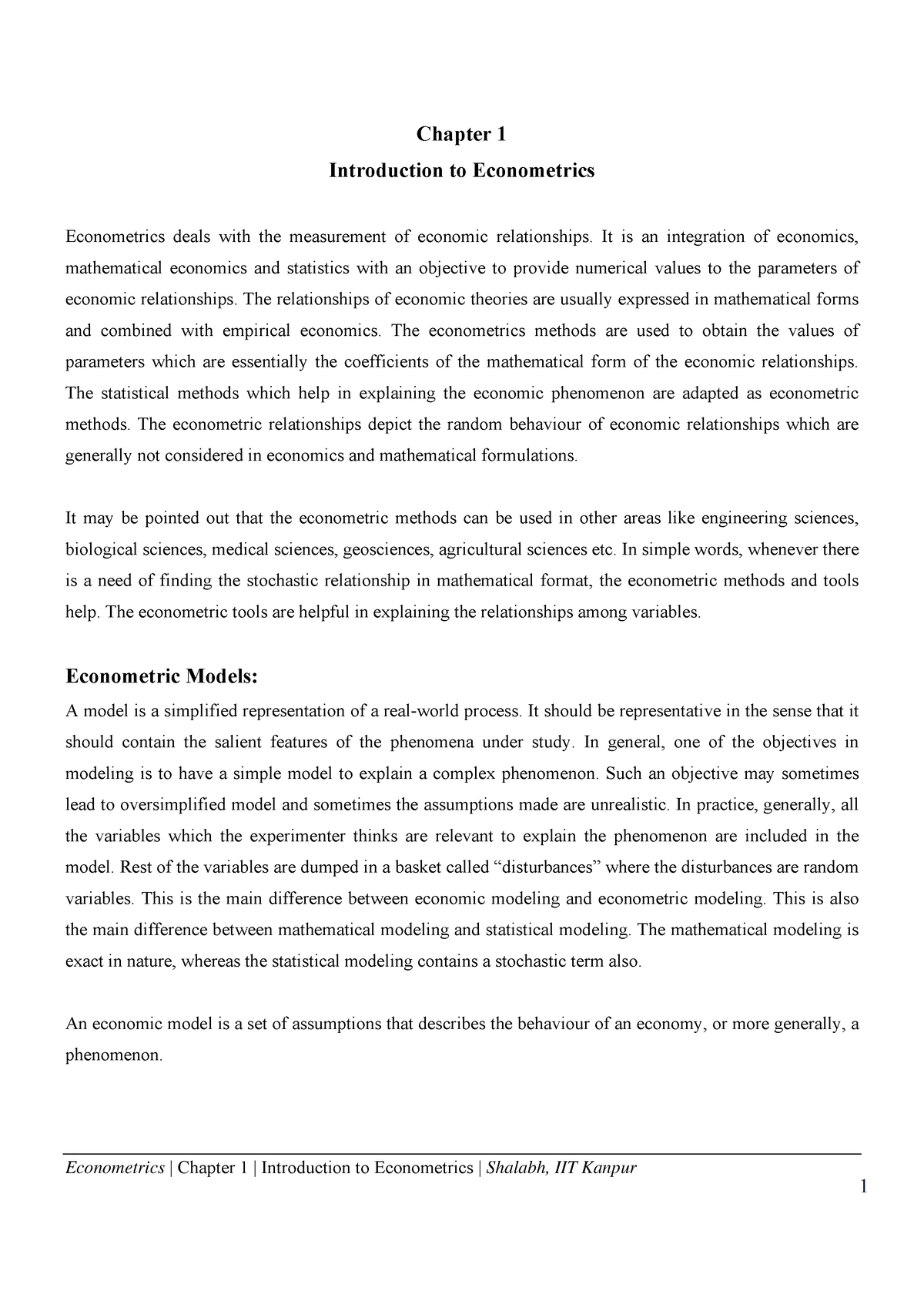 Chapter 1-Econometrics-Introduction To Econometrics - Econometrics ...