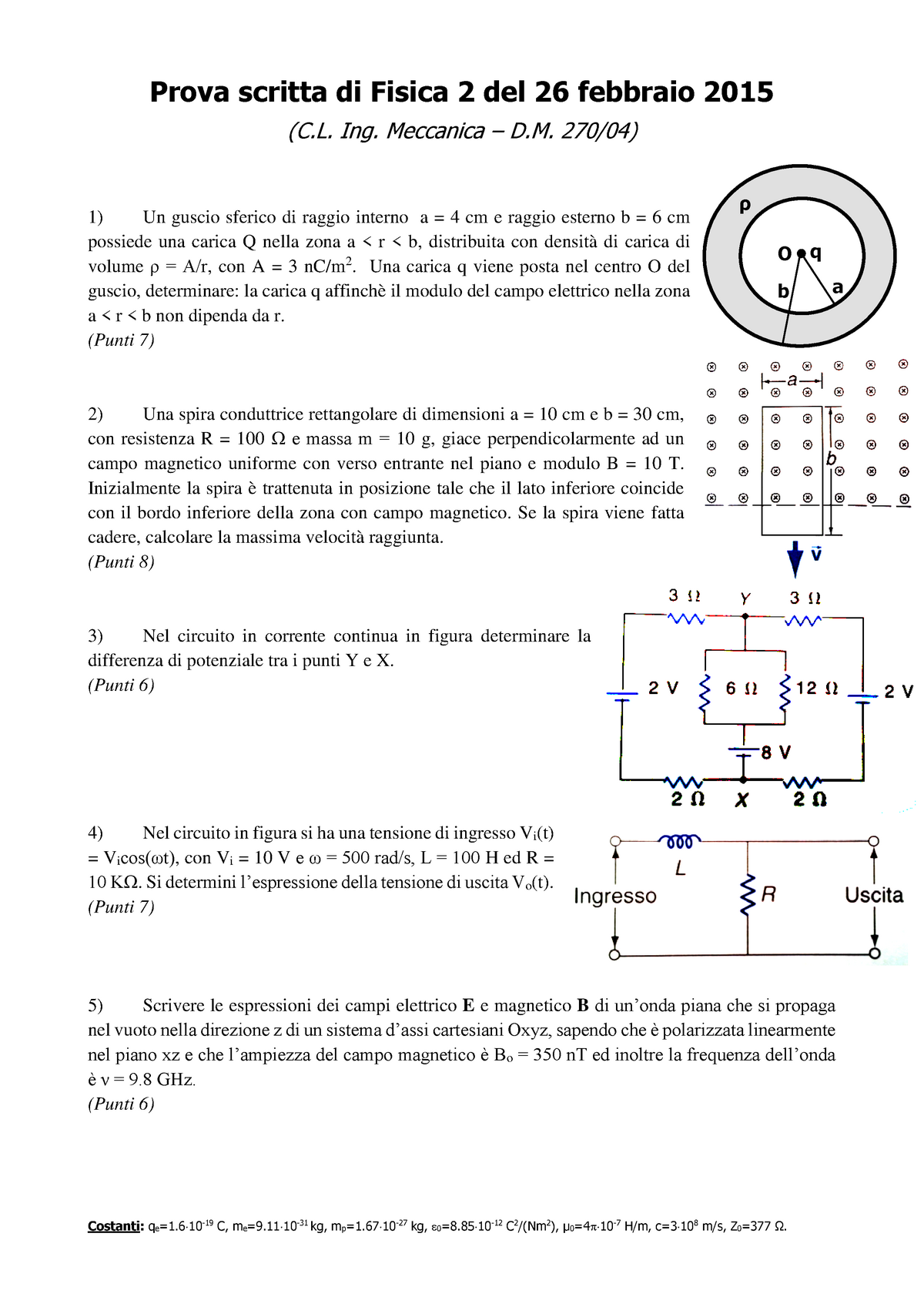 Esame Fisica 2 26 Febbraio 2015, Domande+risposte - Prova Scritta Di ...