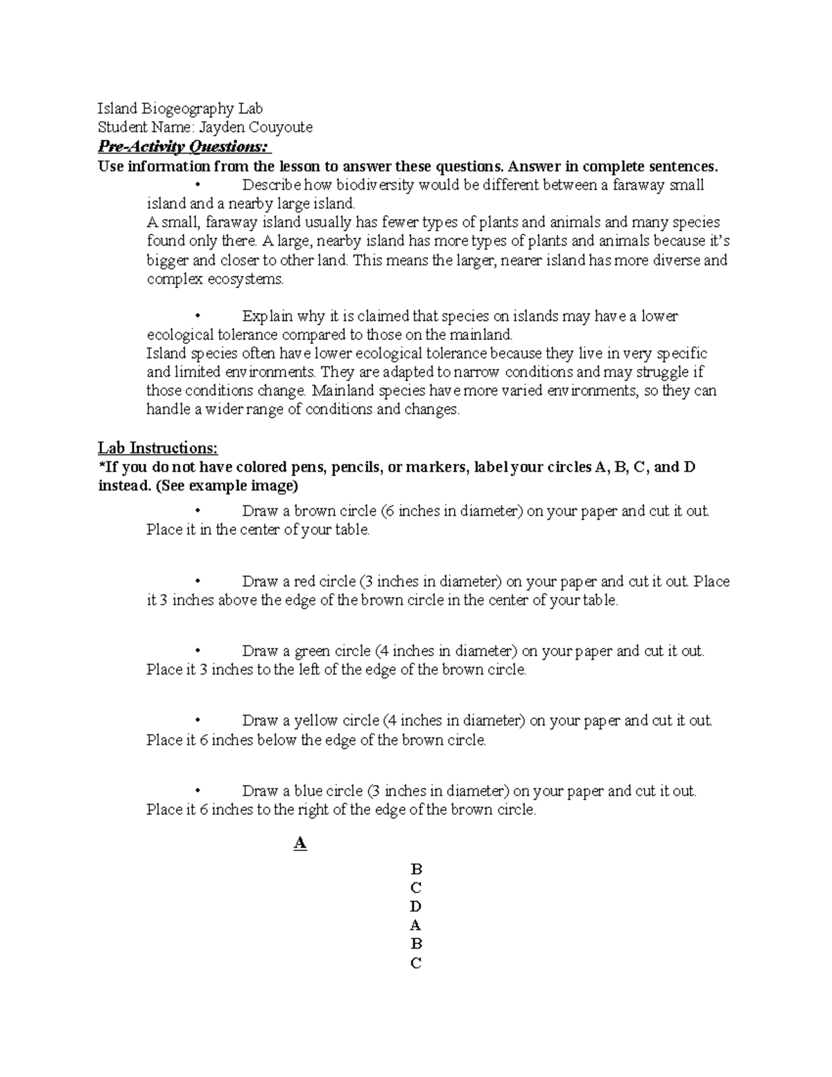 02 02 worksheet Island Biogeography Lab Student Name Jayden Couyoute